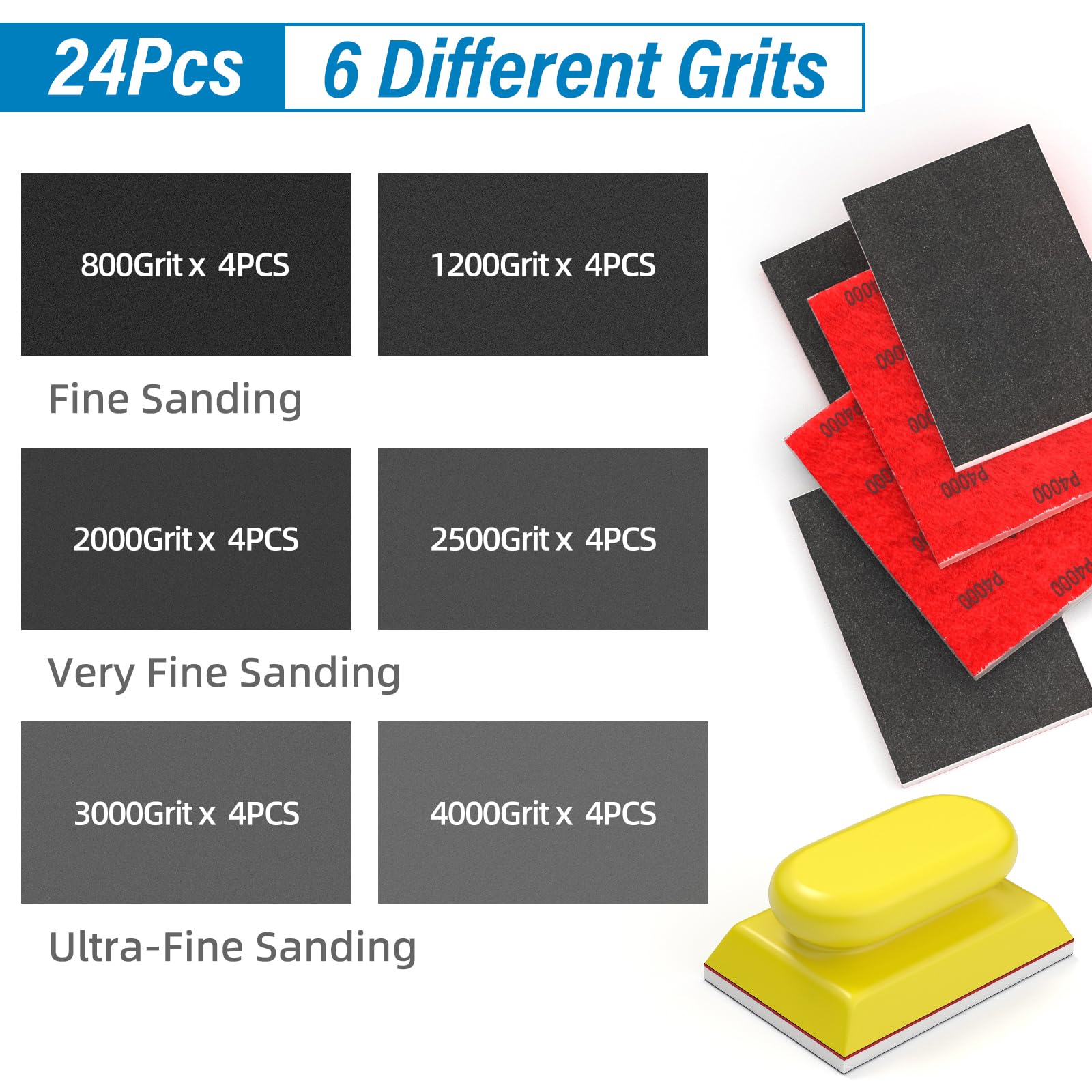 BURMONG Sanding Sponges - 25 Grit Set -3