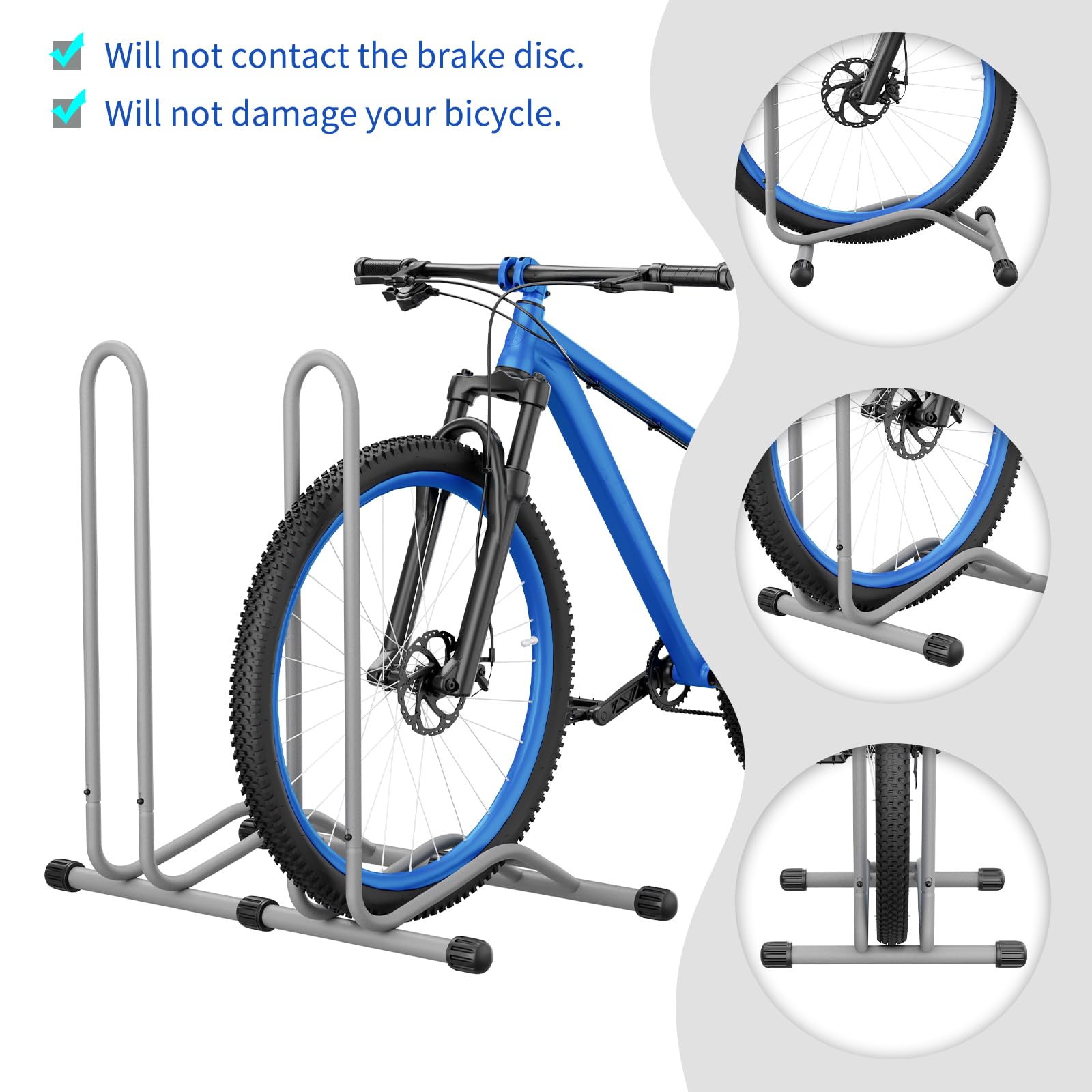 TLGREEN 3x Soporte bici suelo 24-28 pulgadas,hasta 75mm,Gris arena | Soporte bici rueda trasera, diseño ancho, máx. 25 kg, ideal para bicis de montaña, carretera y turismo