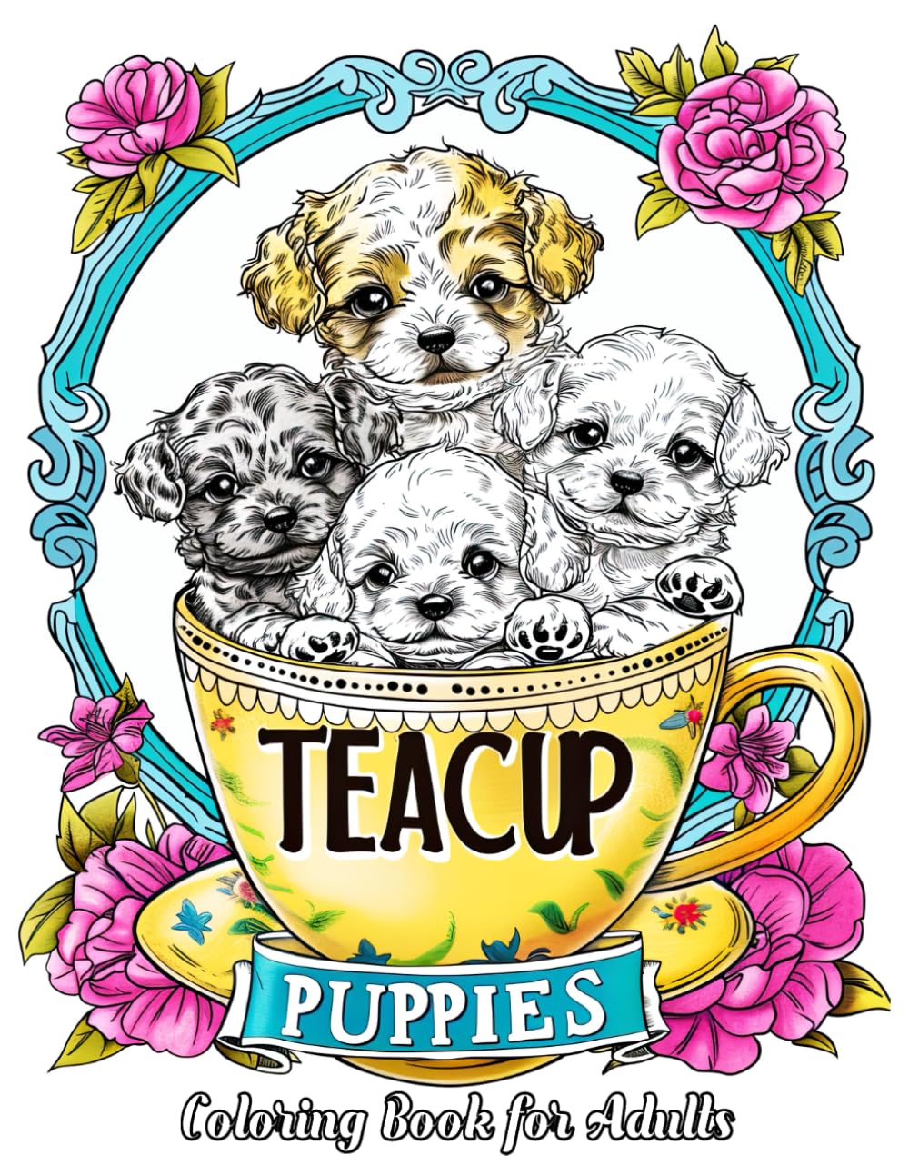 Teacup Puppies Coloring Book for Adults: Unleash Your Creativity with Adorable, Detailed Illustrations of the Cutest Little Canines - Perfect for Relaxation and Stress Relief