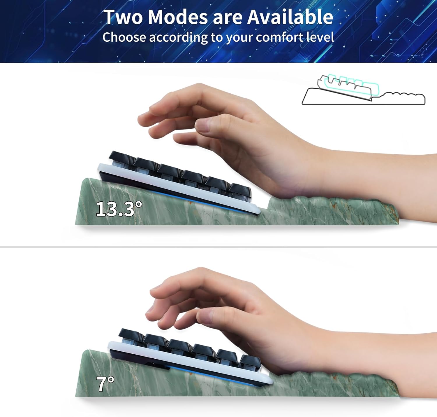 Keyboard Stand for Desktop, Keyboards Wrist Rest, Ergonomic Keyboards Holder for Easy Typing Working, Wrist pad for Keyboards with Comfortable Wrist Rest for Keyboard Marble Green