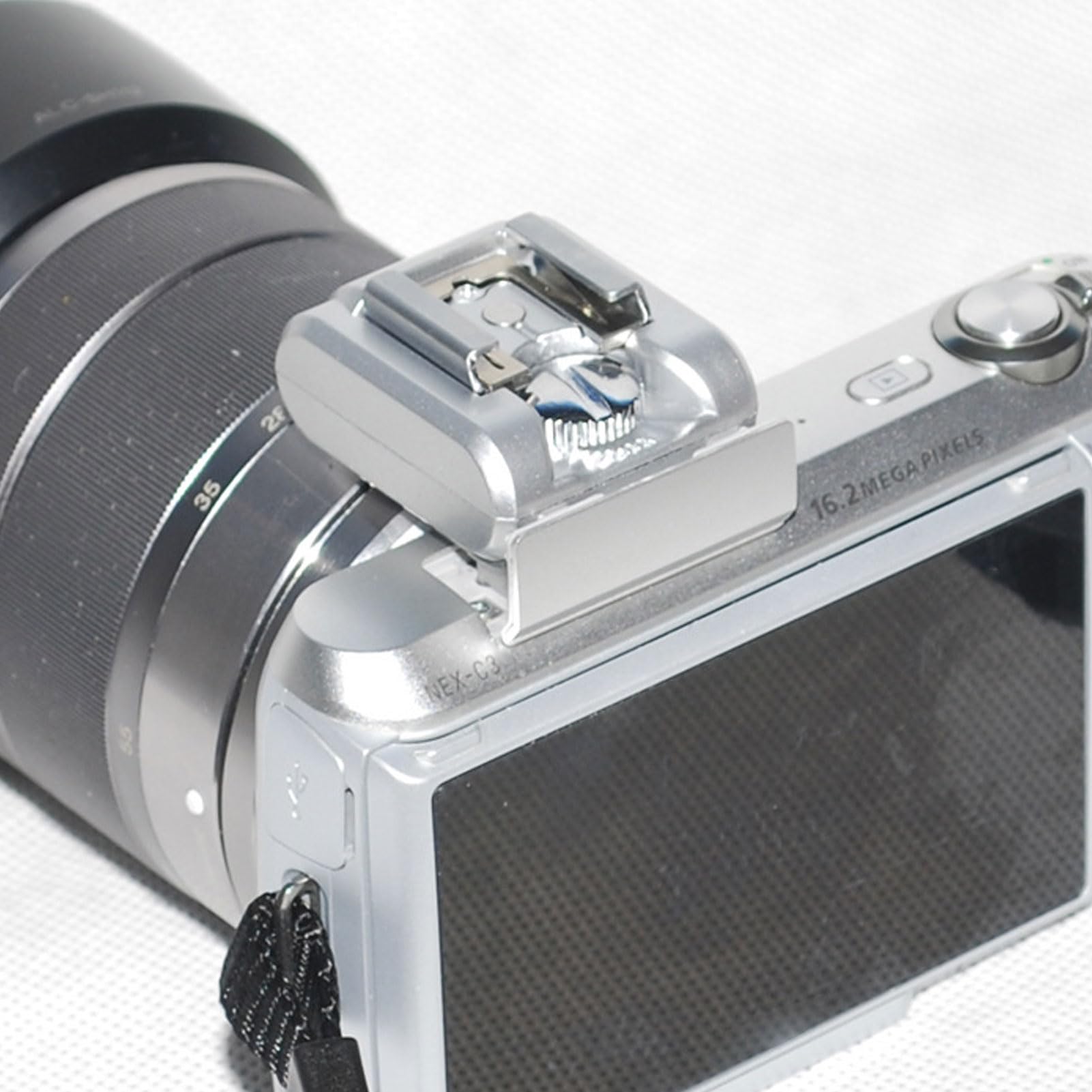 Adaptateur de Chaussures Hot Flash Fit POUR les Appareils Photo NEX Series, NEX Flash Hot Shoe Sync Adaptateur ACCESSOIRES DU BODÈNE EXTENDES POUR NEX-3 C3 F3 NEX-5 NEX 5N 5R 5C (SILVER)