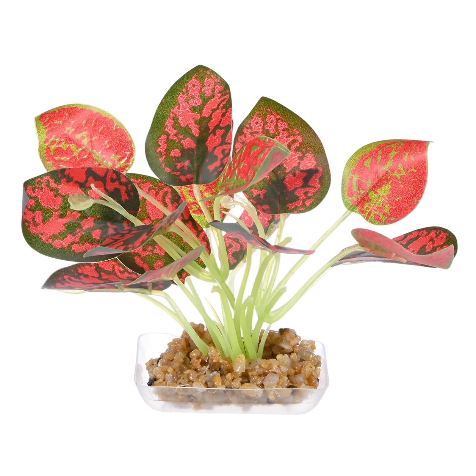 M METERXITY 1-Pack Aquarium Plant, Small Plastic Artificial Plant Water Grass Fish Hide Accessories for Aquarium Decoration/Fish Tank Decoration/Terrarium [Style 2, Red] — image 1