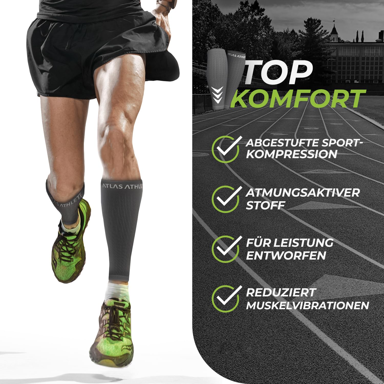 Waden Kompression - Kompressionsstrümpfe ohne Fuß für Damen und Herren - Atmungsaktive Wadenbandage - Ideale Sport Unterstützung beim Laufen Joggen Radfahren Handball Sleeve