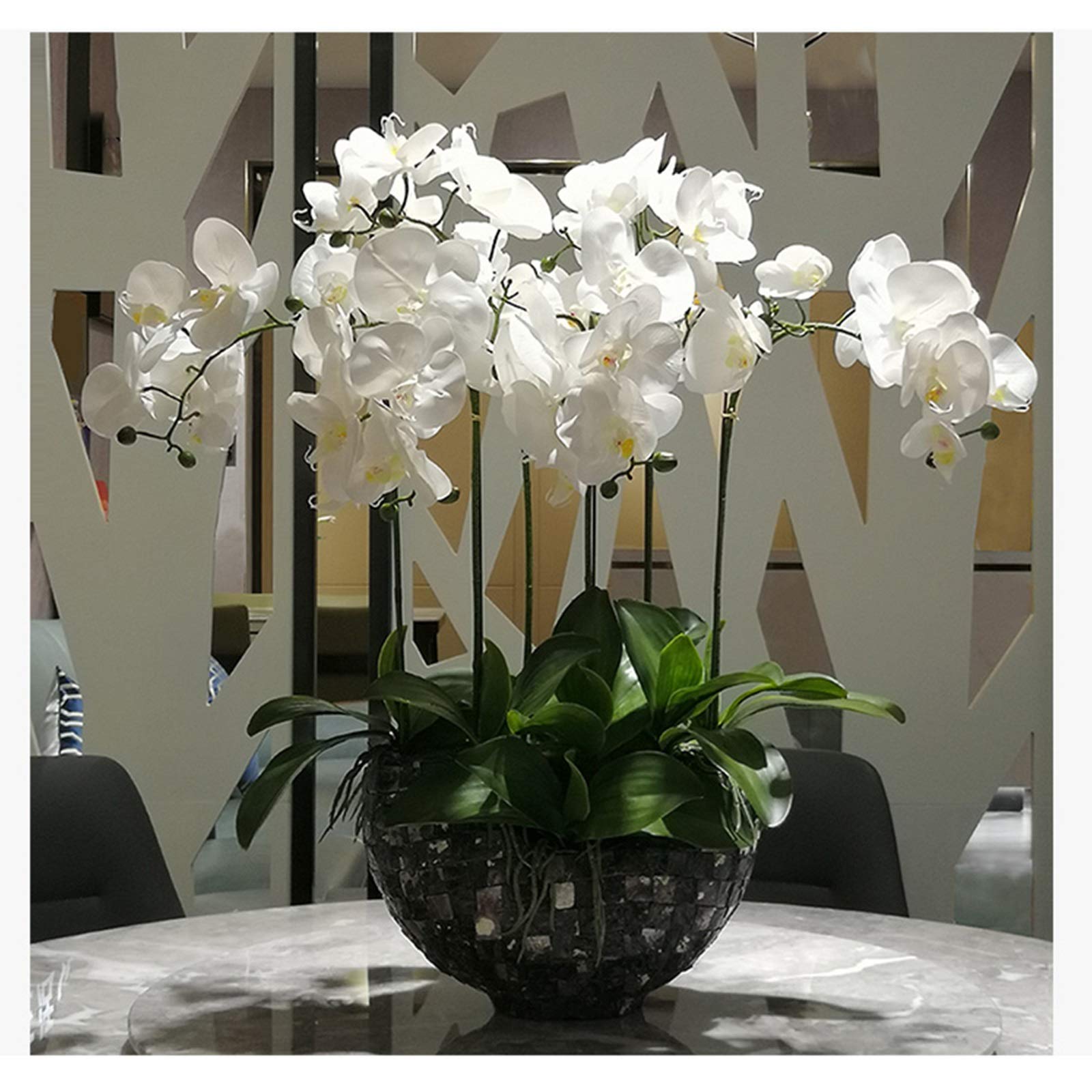 Centrotavola con Fiori Artificiali, Composizione di Orchidee Farfalla, Bouquet di Petali di falaenopsis in Vaso, Bonsai con Vaso per casa/Ufficio/Matrimonio Ciao
