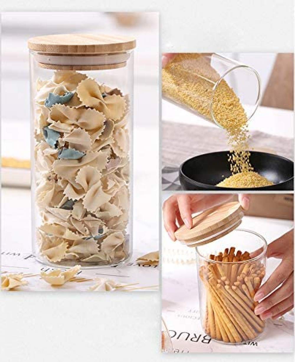 Frascos De Vidrio Con Tapas, Frascos Herméticos Para Almacenamiento De Alimentos Con Tapas De Madera De Bambú, Juego De Botes De Cocina De 3.950 Ml Para Azúcar, Dulces