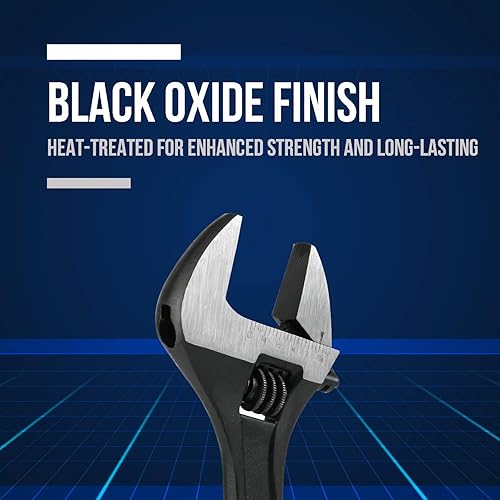 Miniatura 5 de Lichamp Juego de llaves ajustables CR-V de 3 piezas, de grado industrial, acero al cromo vanadio, acabado de óxido negro, mandíbula ancha, 6, 8, 10