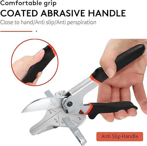 Miniatura 4 de GARTOL Tijeras de inglete, moldeo de zapatos y herramienta de corte redondo de un cuarto de corte, ajuste a 22.5, 45, 90, 112.5, 135 grados, corte