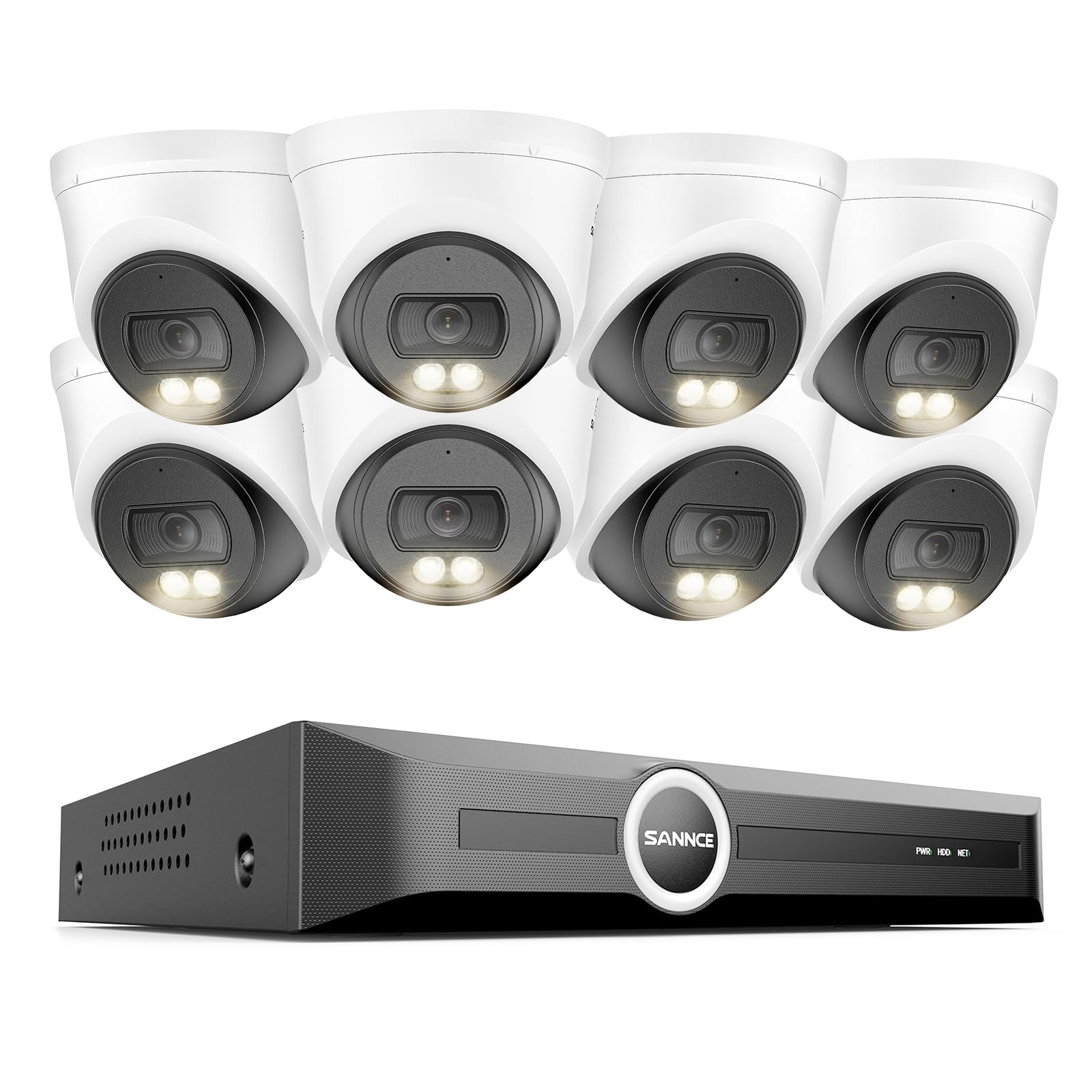 SANNCE Kit Telecamere Videosorveglianza Esterno, 6 MP 8 CH NVR Senza Hard Dis + 8 x 2 K Telecamera PoE, Riconoscimento Intelligente Persone/Veicolo， Visione Notturna Colori 20m, Registrazione audio