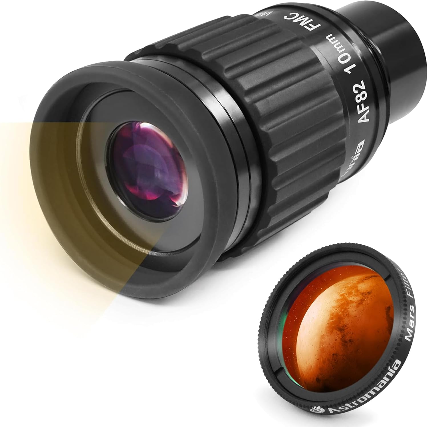 Astromania 1.25" Mars Observing Eyepiece Filter- Bundle with - 1.25"-82 Degree SWA-10mm Compact Eyepiece