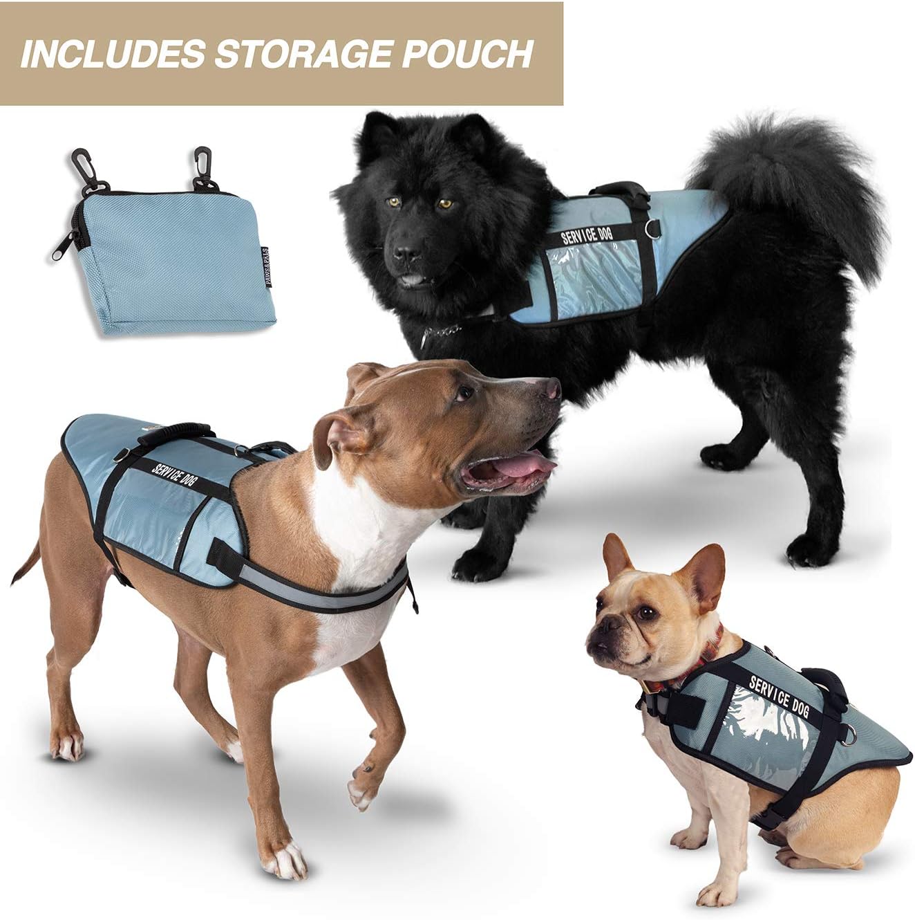 Paws & Pals Service Dog Vest Harness for Medium and Large Dogs of All Breed with Grip Handle, Reflective Safety Strap and Side Certification Display Pockets