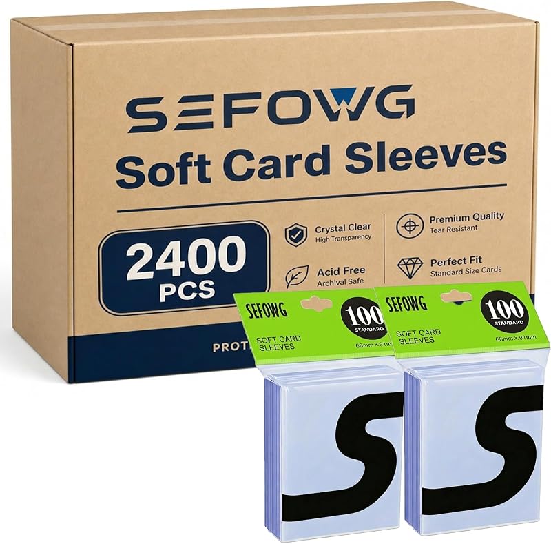 2400ct Clear Card Sleeves for Trading Cards, Baseball Sports Soft Sleeves | Ultra Soft Plastic Card Protector Sleeve, Soft Sleeves for Football, MTG, PKM, Game, Standard Cards