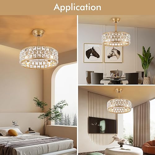 Miniatura 8 de Ventiladores de techo enjaulados de 18 pulgadas con luces y control remoto, ventilador de techo reversible de 6 velocidades sin aspas, ventilador de