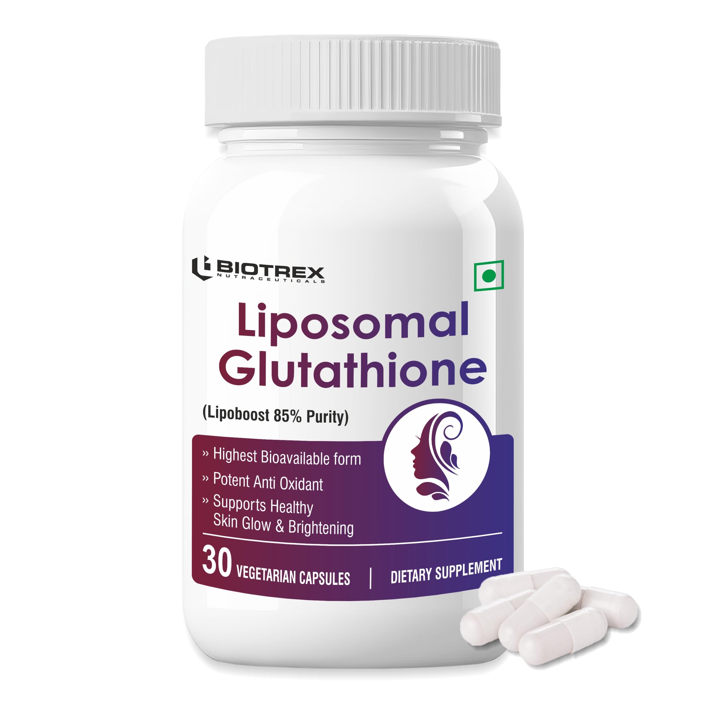 Biotrex Nutraceuticals Liposomal Glutathione 85% Lipoboost High Purity Form, Supports Healthy Skin Health - 30 Veg Capsules-image-46