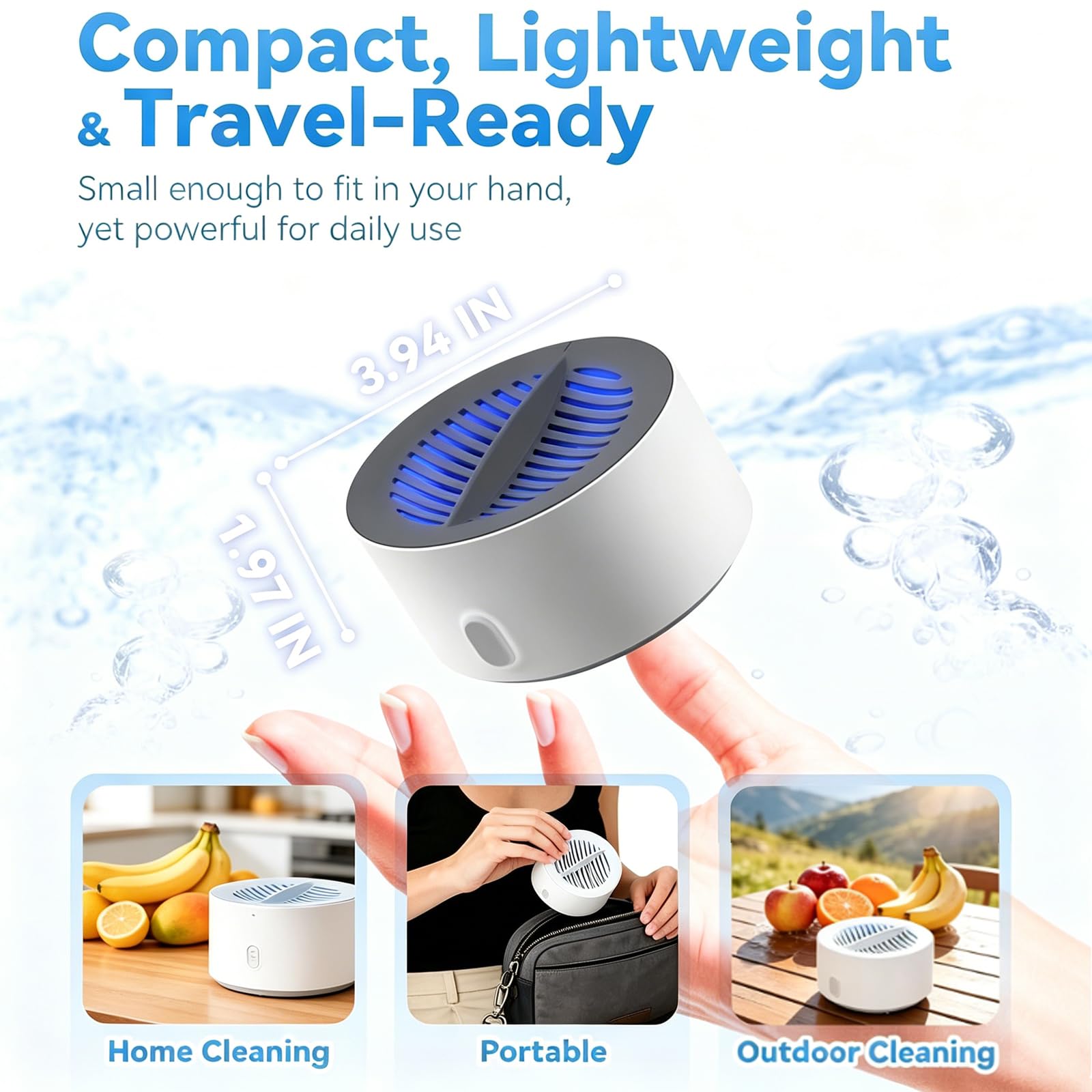 Purificador electrolítico de alimentos, limpiador portátil de frutas y verduras para limpieza profunda de 3 minutos, limpiador de productos recargable para frutas, verduras y carne