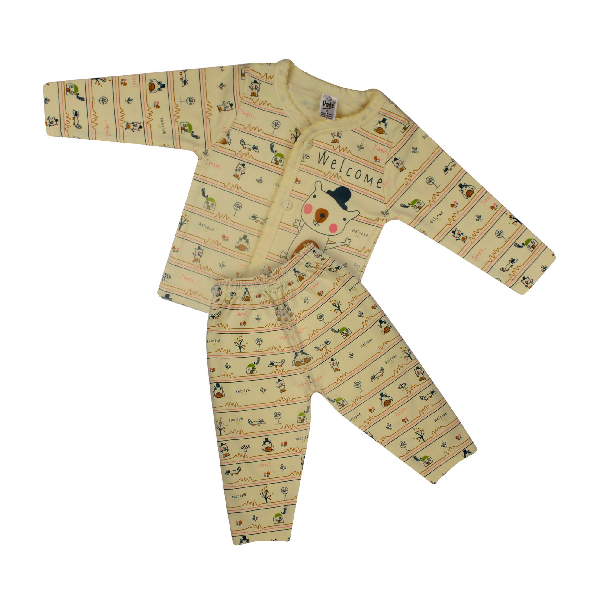 Coco Candy Welcome Shirt Baby Full Sleeves Shirt Baby Pyjama Set for Kids - Lemon Color, Size XL | Age [ 12 to 18 Months ]