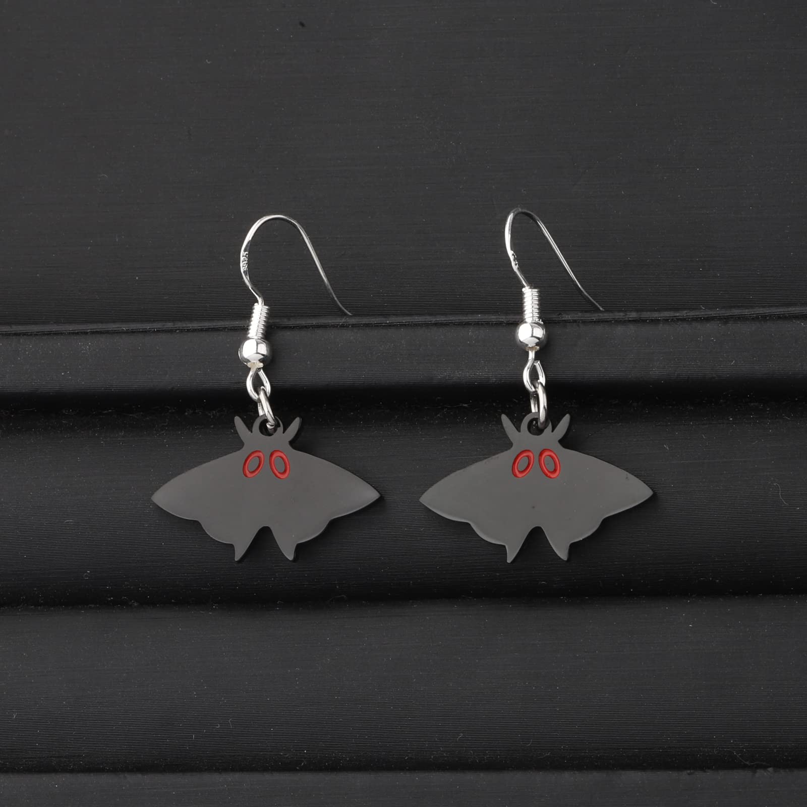 Pendientes de polilla para hombre amante, polilla, insecto, bruja, monstruo, espeluznante, raro, funky, joyería de Halloween, Metal, Acero inoxidable 4