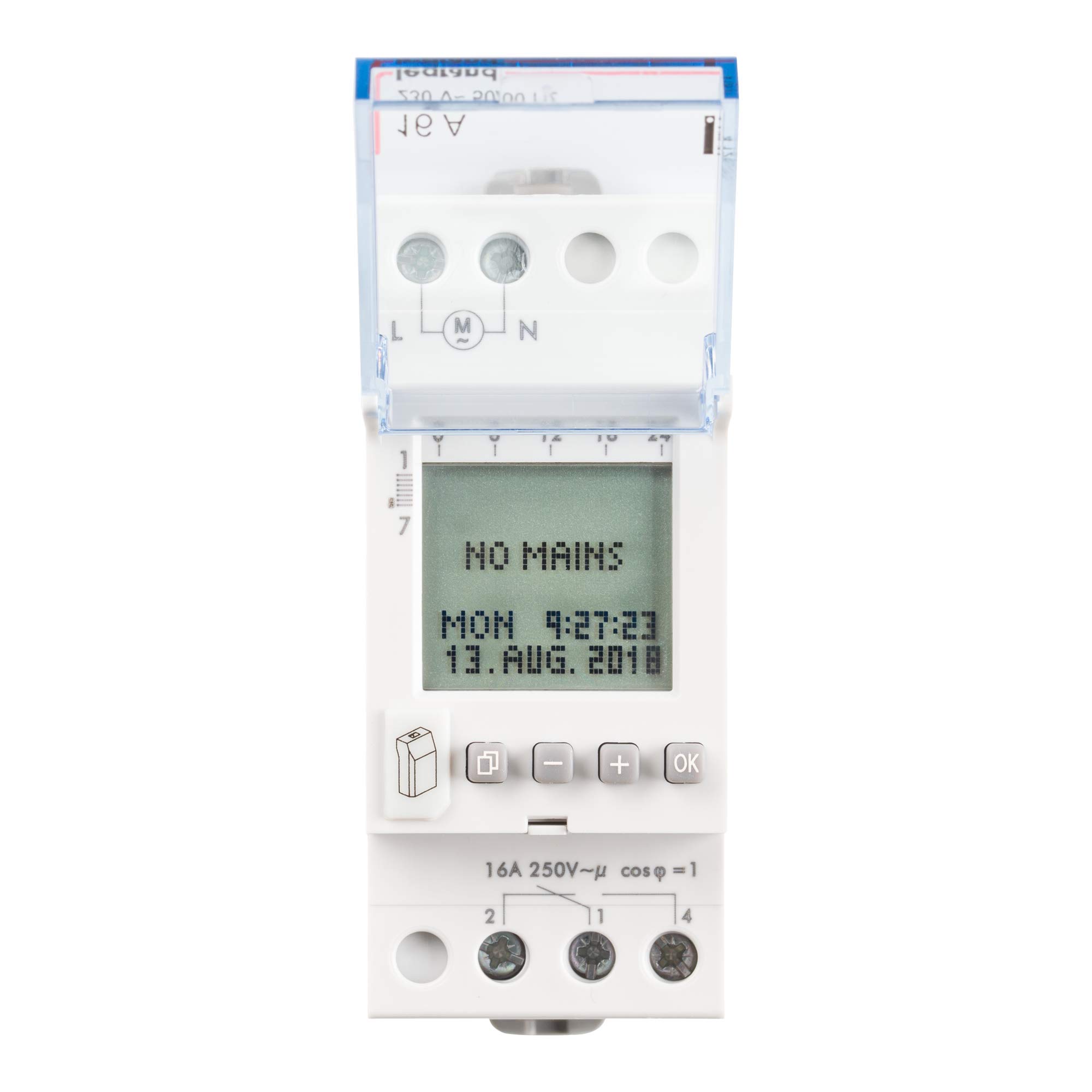 Legrand Minuterie hebdomadaire numérique 1 canal Alpharex D21, 230 V, 50/60 Hz, 56 Programmes, 412631