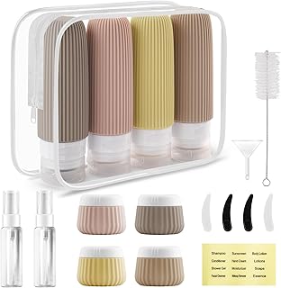 18 Pièces Flacon Voyage Avion, Kit Voyage Produit Toilette Réutilisables, Contenant Voyage avec étiquettes en Peuvent être Remplis de Cosmétiques, Articles de Toilette et Autres Liquides