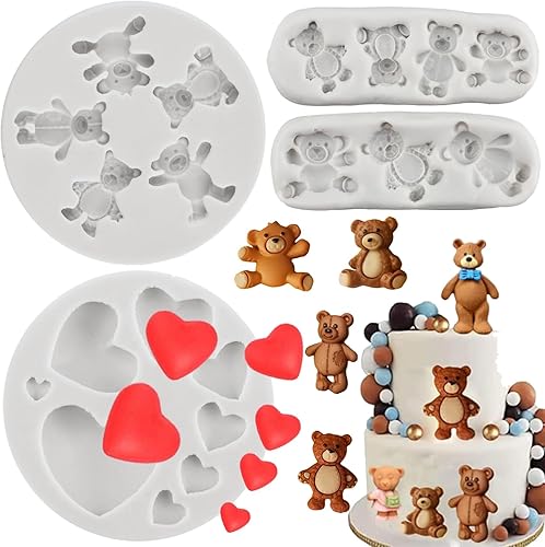 Sijiangmold Molde de silicona para el día de San Valentín, molde de fondant de oso lindo oso de chocolate para decoración de pasteles, decoración de disponible en Yaxa Colombia