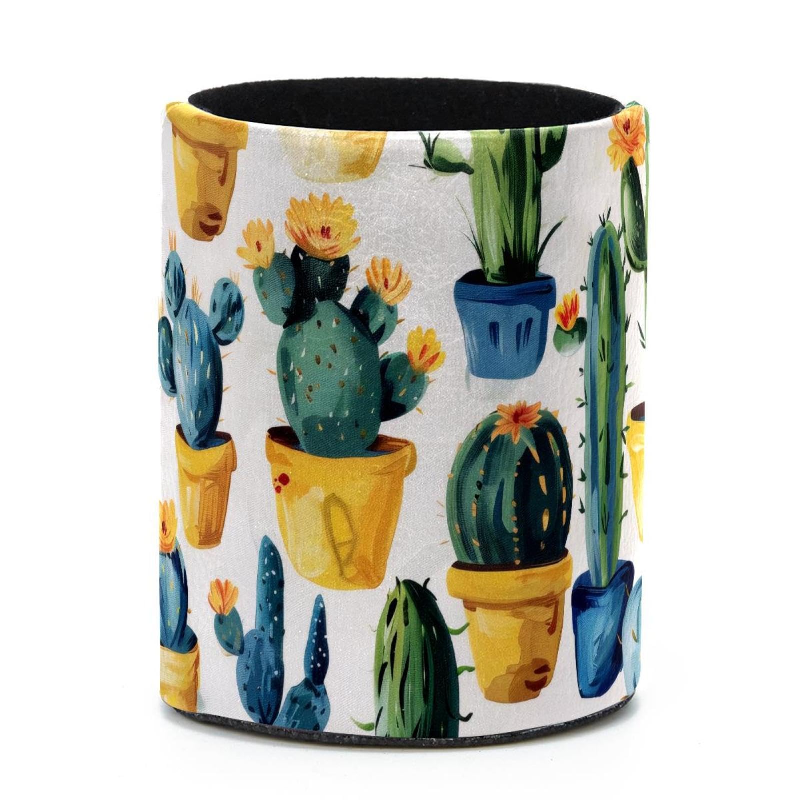 VAPOKF Round Pencil Holders for Desk, Cactus Potted Pen Holders Pen Pot Makeup Brushes Storage Desktop Stationery Supplies Organiser for Home Office