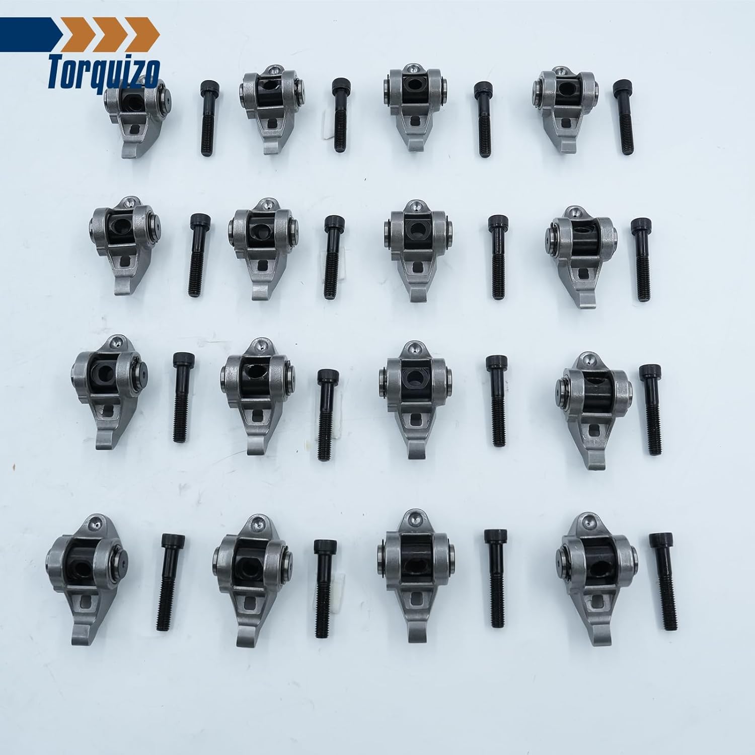 16PCS Rocker Arm and Bolt Assembly with Trunion Kit compatible with LS1 LS2 LS6 LR4 LM7 L59 LM4 L33 4.8L 5.3L 5.7L 6.0L -OE# 12569167, 10214664