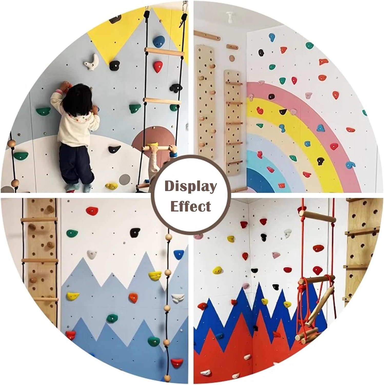 5.5"- 7.1" Large Resin Rock Climbing Holds, Include Mounting Hardware - Easiest to Hang at Any Angle, Build a Family Climbing Gym Playground(Color:10 Pack - Plank Installation)