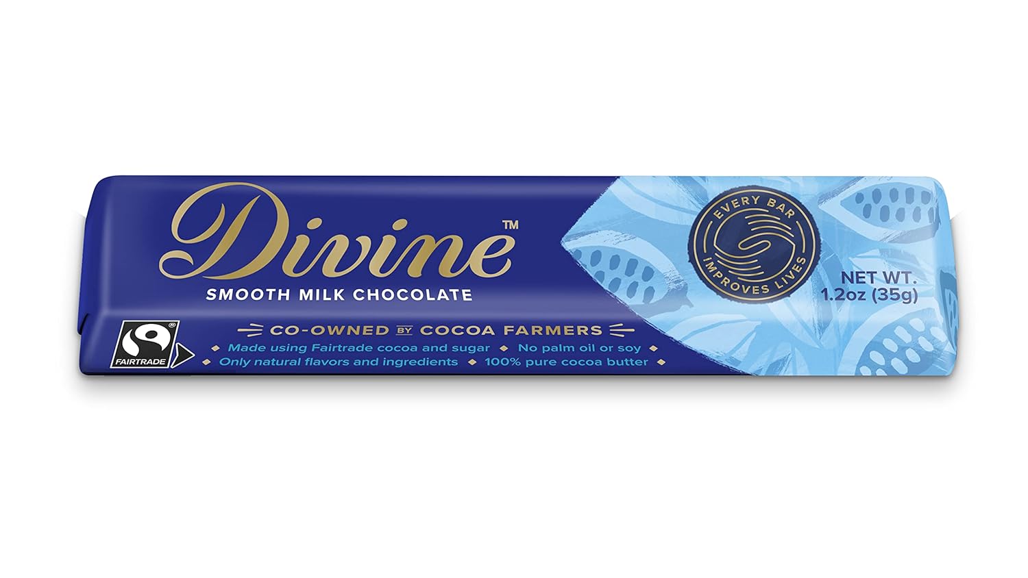 Divine Chocolate - Milk Chocolate Snack Bar | 1.2 oz Bars (Pack of 18)