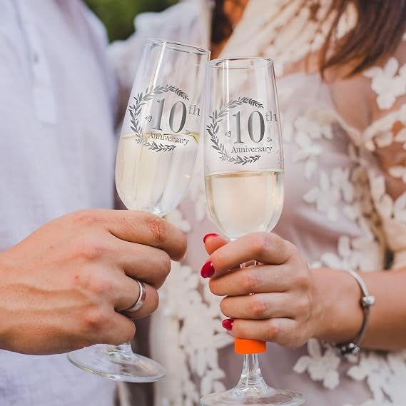 Tom Boy 10th Anniversary Champagne Flutes Gifts, Anniversary Couples Gifts