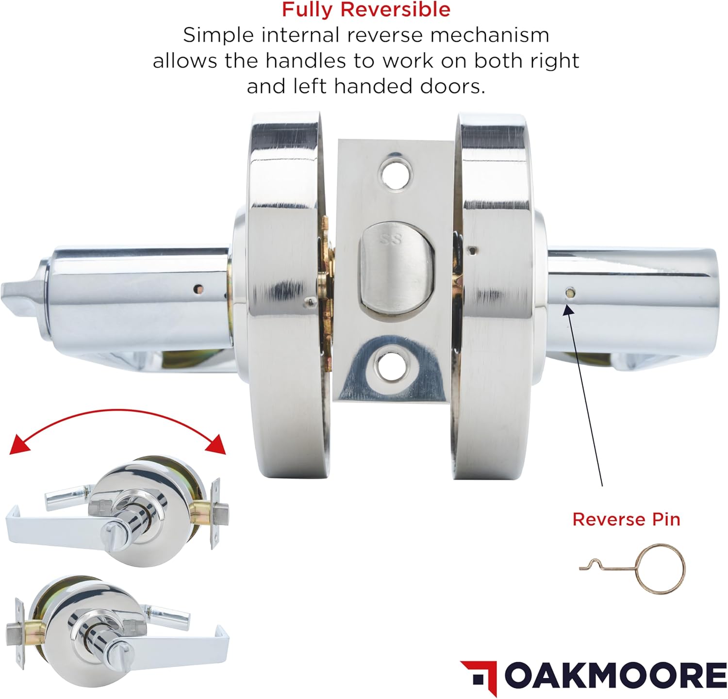 Commercial Door Handle Bathroom Door Lock in Chrome | Vacant Occupied Bathroom Lock | Commercial Door Lock for Public Bathroom & Restrooms in Industrial Buildings
