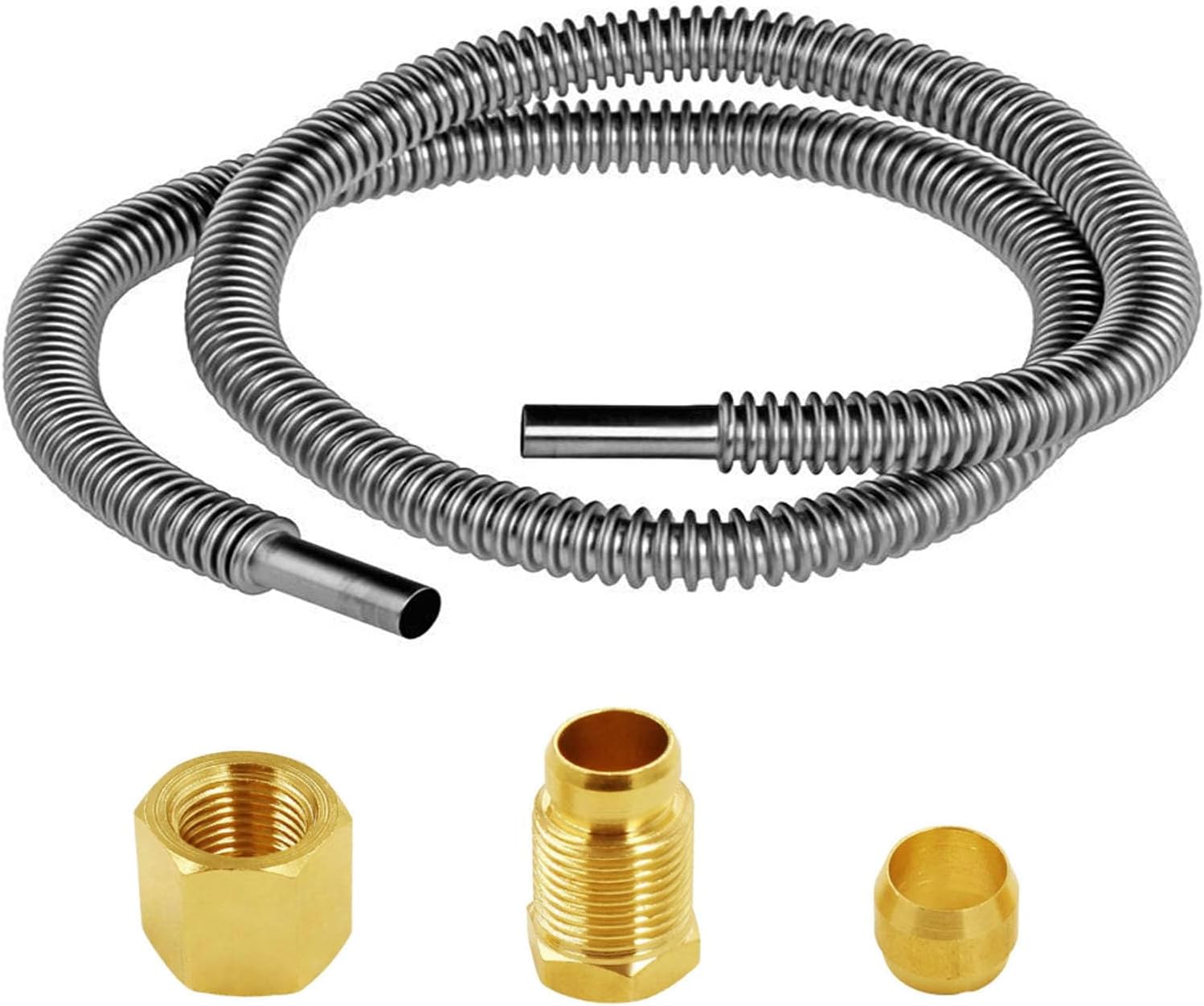 MENSI 1/4" Stainless Steel Pilot Burner Assembly Parts Flexible Hose with 7/16-24UNS Fittings for Gas Fryer Whirlpool Water Heater 00112330 Pilot Flame Kits