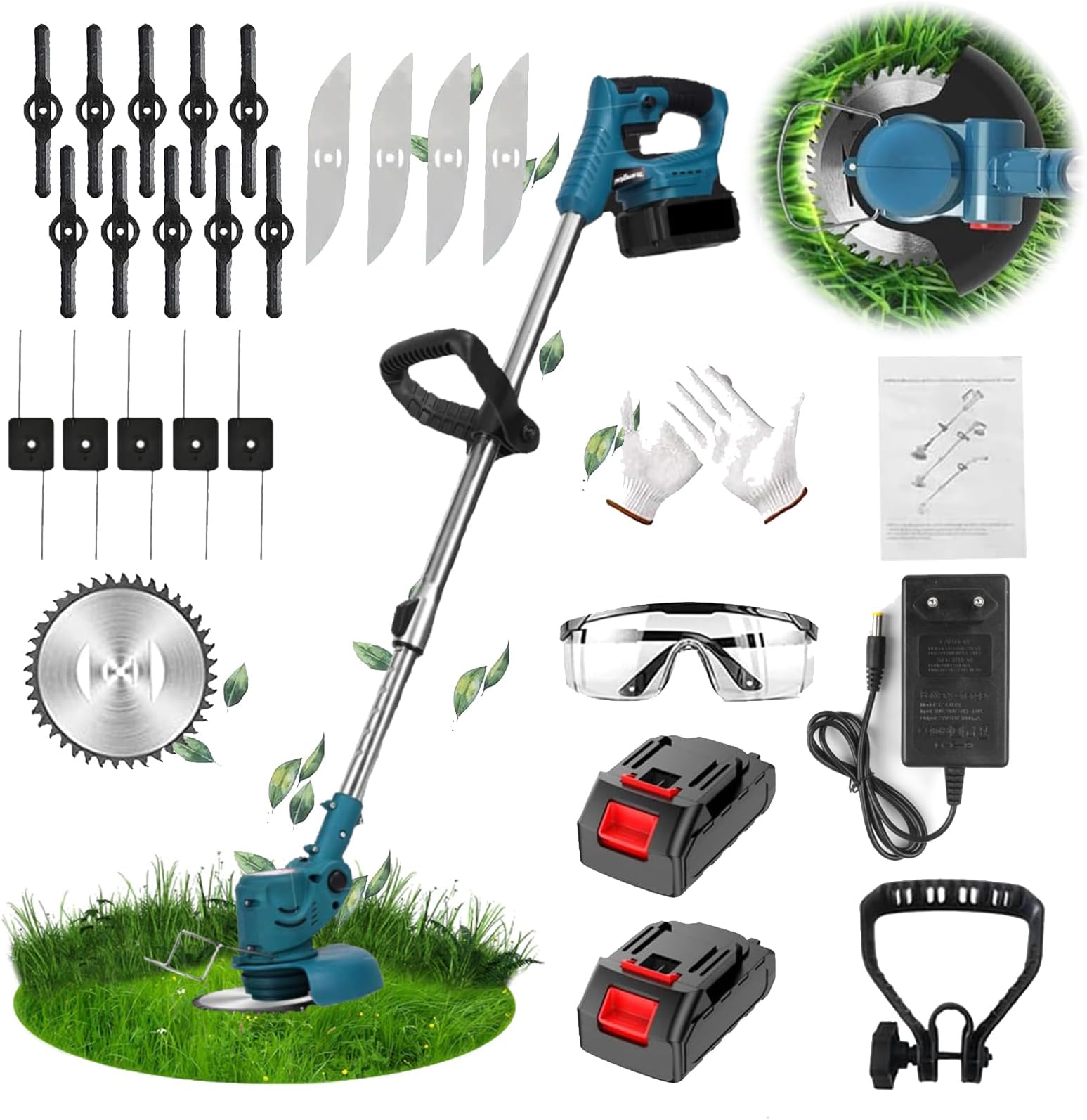 Tosaerba Elettrica Portatile Da 850 W, Tagliabordi Elettrico 18000 Giri/min, Decespugliatore Pieghevole Per Giardino, Utensile Elettrico Per Batteria Makita 18 V - Patio, Prato E Giardino - Foto 4