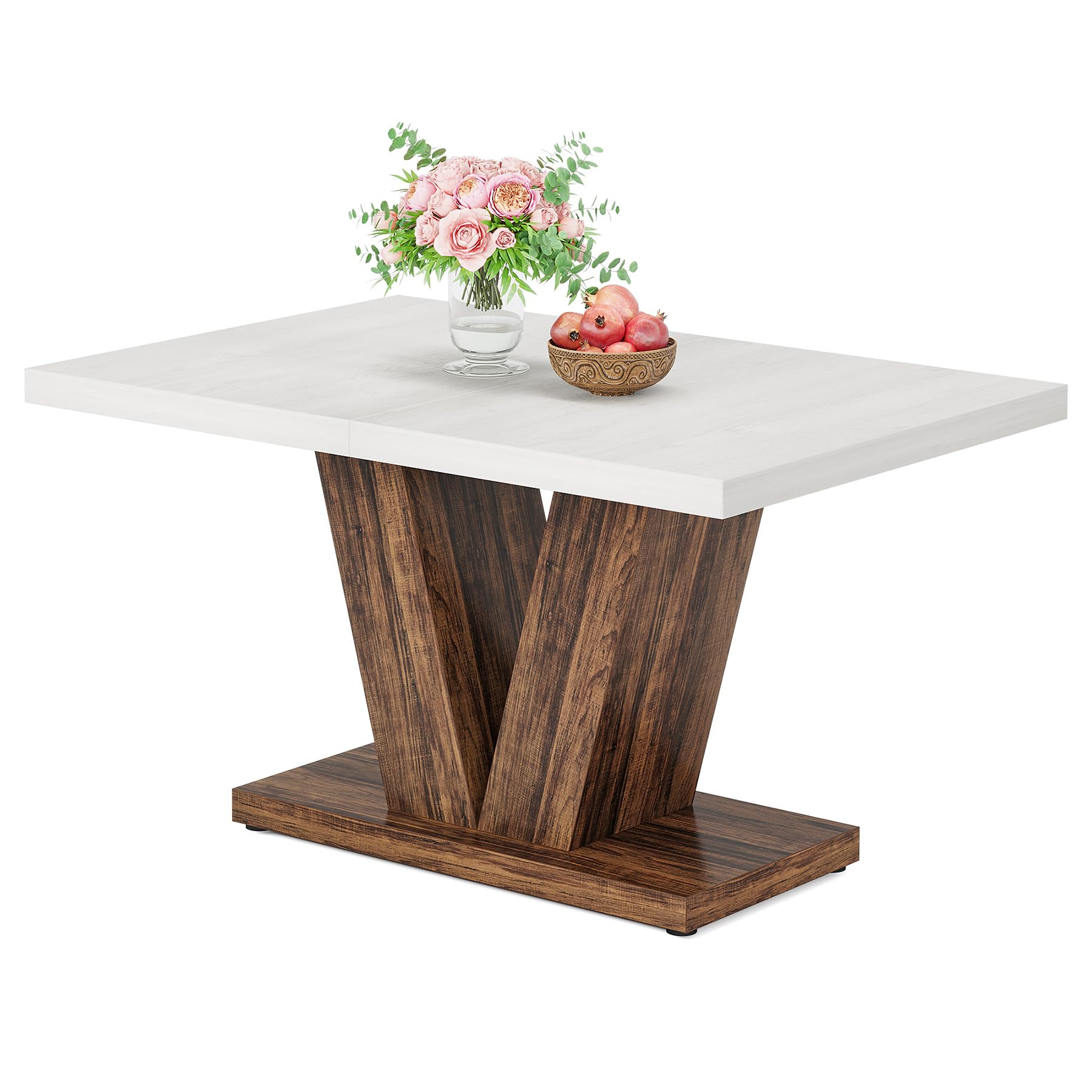 Tribesigns Mesa de comedor para 4 personas, mesa de cocina de 120 cm con base pesada, mesa de comedor de madera para casa o comedor