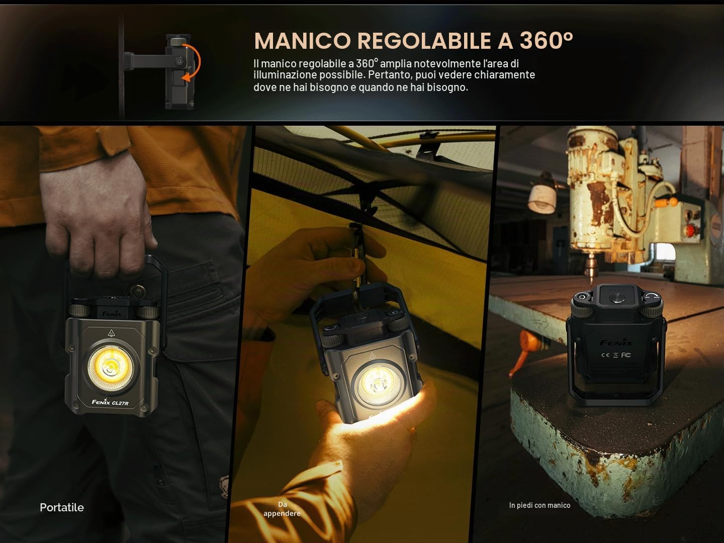 fenix CL27R Lanterna ricaricabile multi fascio | 1600 lumen | 180 m | 285 ore max | Modalità luce rossa | Regolazione continua della temperatura del colore e della luminosità | Manico magnetico a 360°