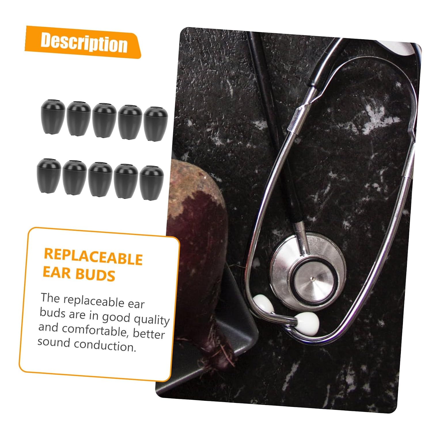 10 Pairs Replacement Soft Silicone Ear Tips for Stethoscopes Comfortable Sound-conducting Earbuds Practical Stethoscope Accessories for Professionals and Clinics