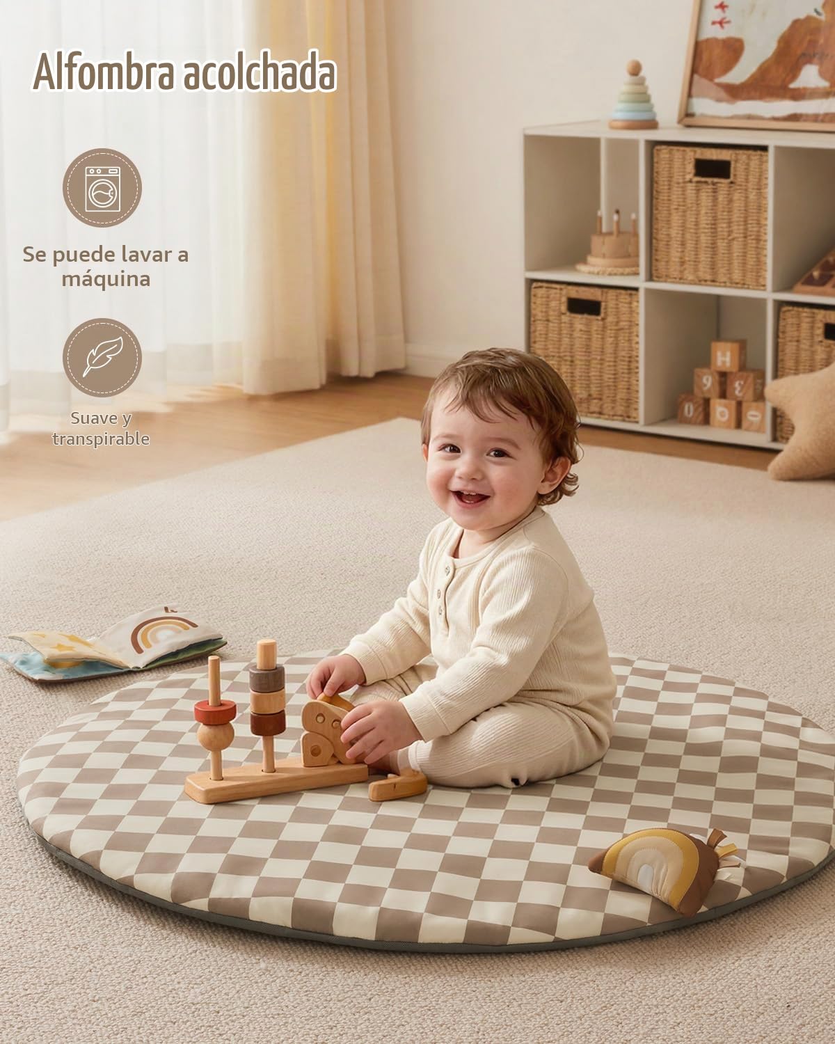 Blissful Diary Gimnasio Bebe Con Arco Desmontable, Manta Actividades Bebe De Forma De Hoja Con 6 Juguetes - Desarrollo Sensorial Y Motor Progresivo, Regalo Para Bebés, Topo Cuadros