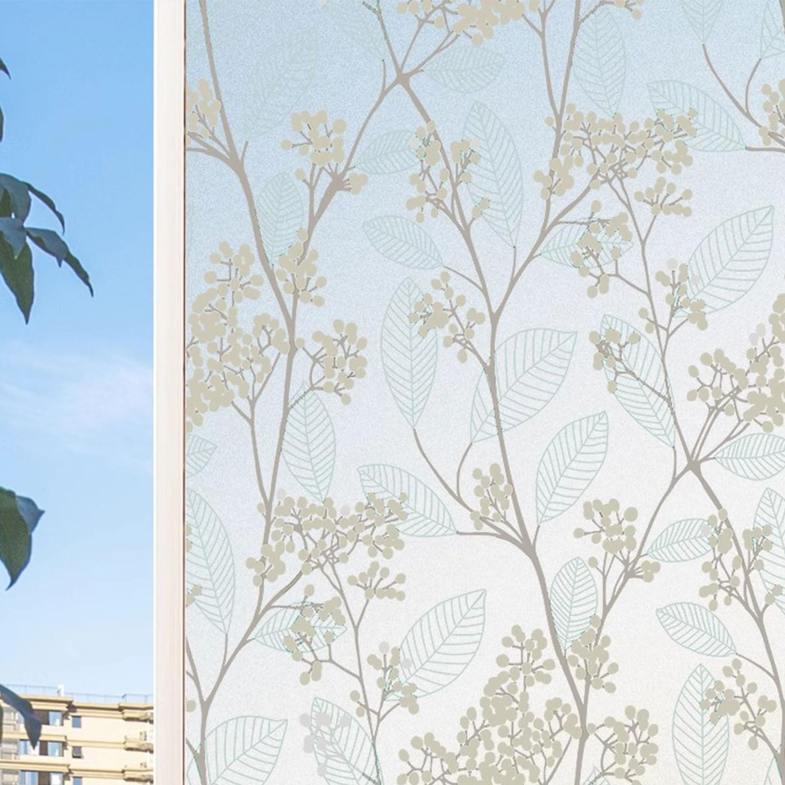 Eiauiuo Self-Adhesive Opaque Frosted Window Film With Pattern, Privacy Film, Anti-UV Decorative Static Cling Film For Bathroom, Children's Room & Window Protection(Pattern 1,60x100cm)