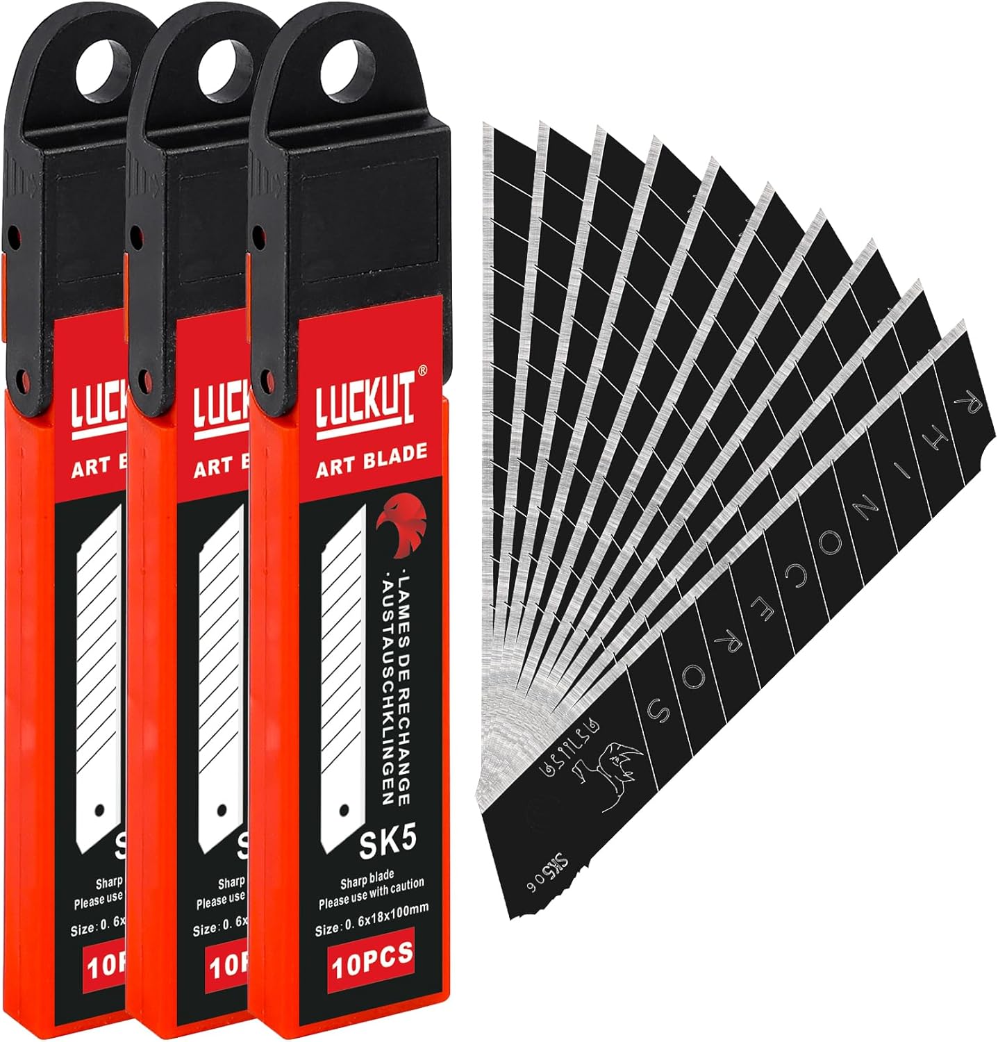 18mm Snap Off Blades SK5 Utility Knife Retractable Blades, Box Cutter, 30 Piece