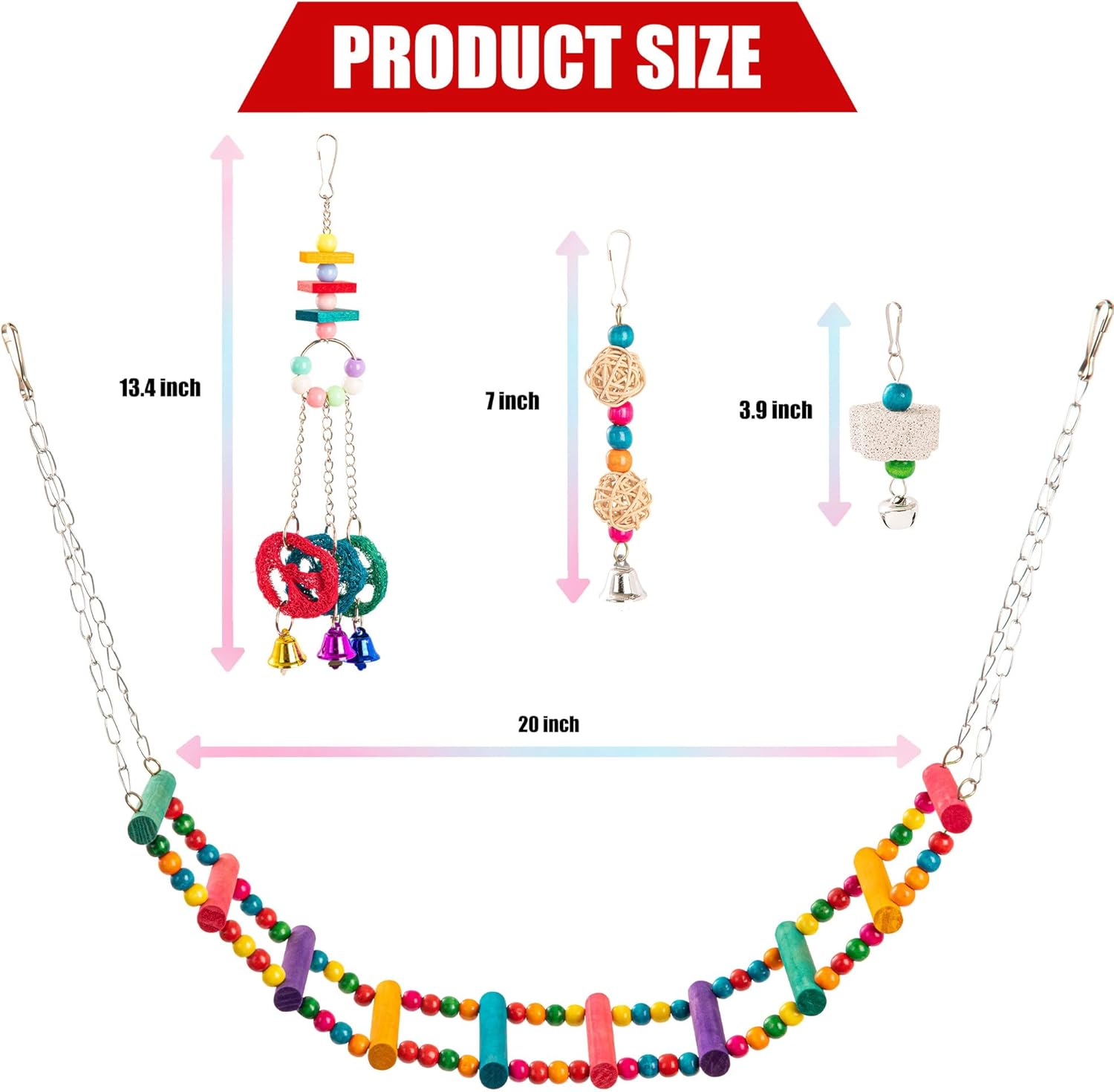 14PCS Chicken Toys for Coop Accessories, Swing Bridge Ladder Mirror Xylophone Toys with Bells Hanging String Vegetable Fruits Skewer Hanging Feeder Chicken Chewing Toy for Hens Chick Bird Parrot