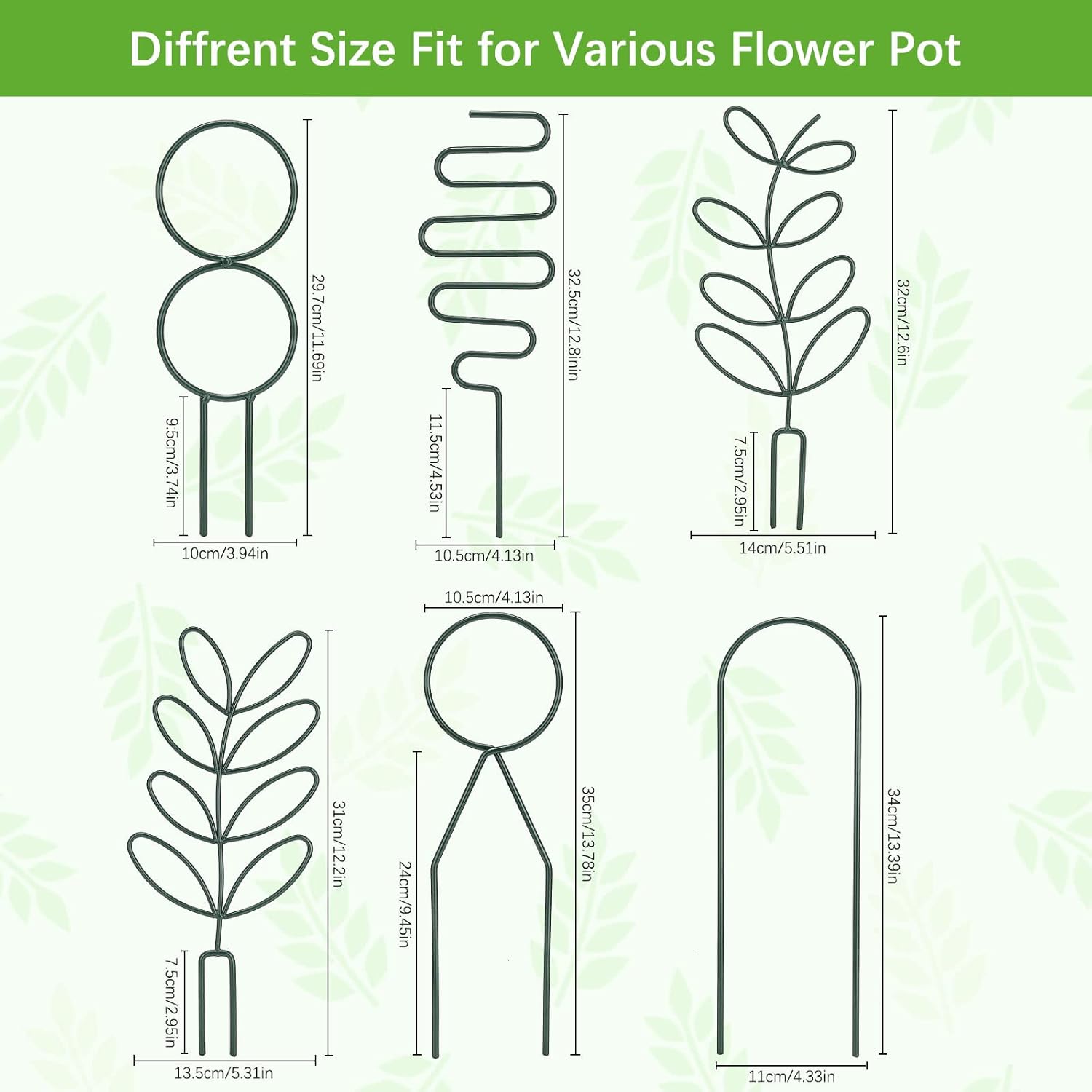 Trellis for Climbing Plants,Indoor Outdoor CDQL 6Pcs Metal Potted Plant Support Stackable Small Trellis for House Plants Climbing Plant Stake Plant Accessories