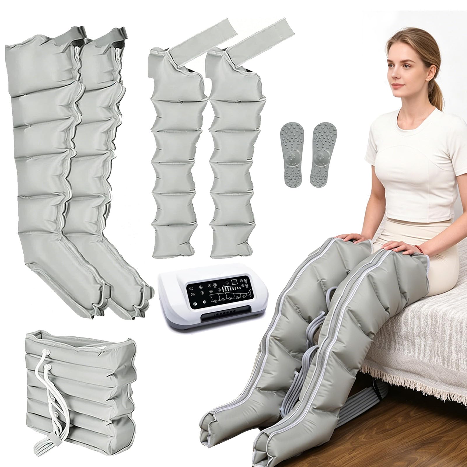 Joyfitness Compression Boots, Leg Massager for Lipedema 6 Cavity with Sensor and Wireless Remote, Auto Exhaust, Reduces Swelling and Fatigue, Promotes Lymphatic Drainage for Home Use