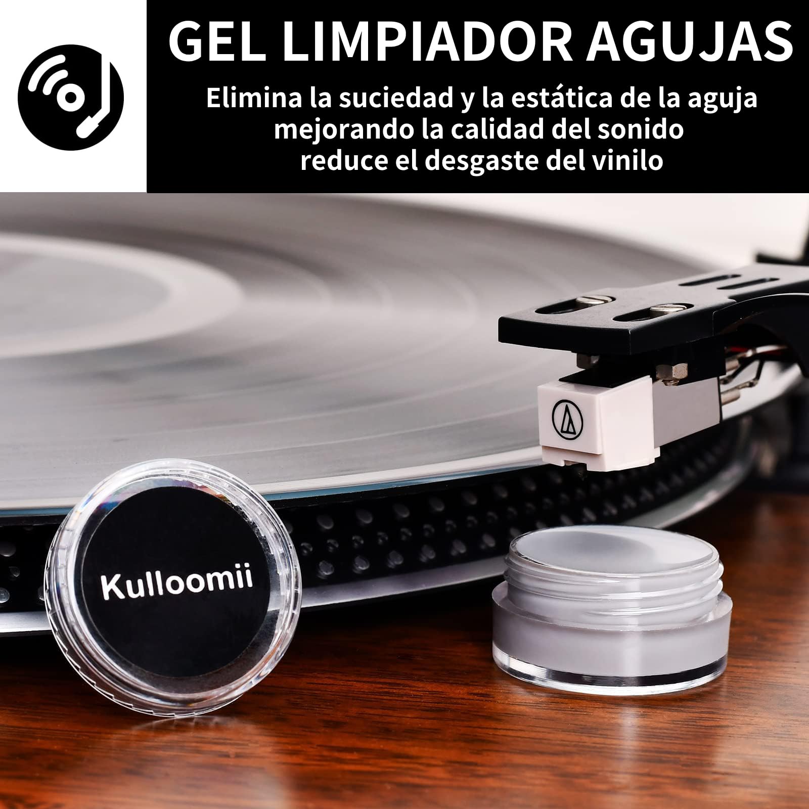 4 En 1 Kit De Limpieza Vinilos kulloomii | Limpiador Vinilos De Discos | Antiestatico Cepillo | Limpia Agujas Tocadiscos | Limpiador de Aire a Presión