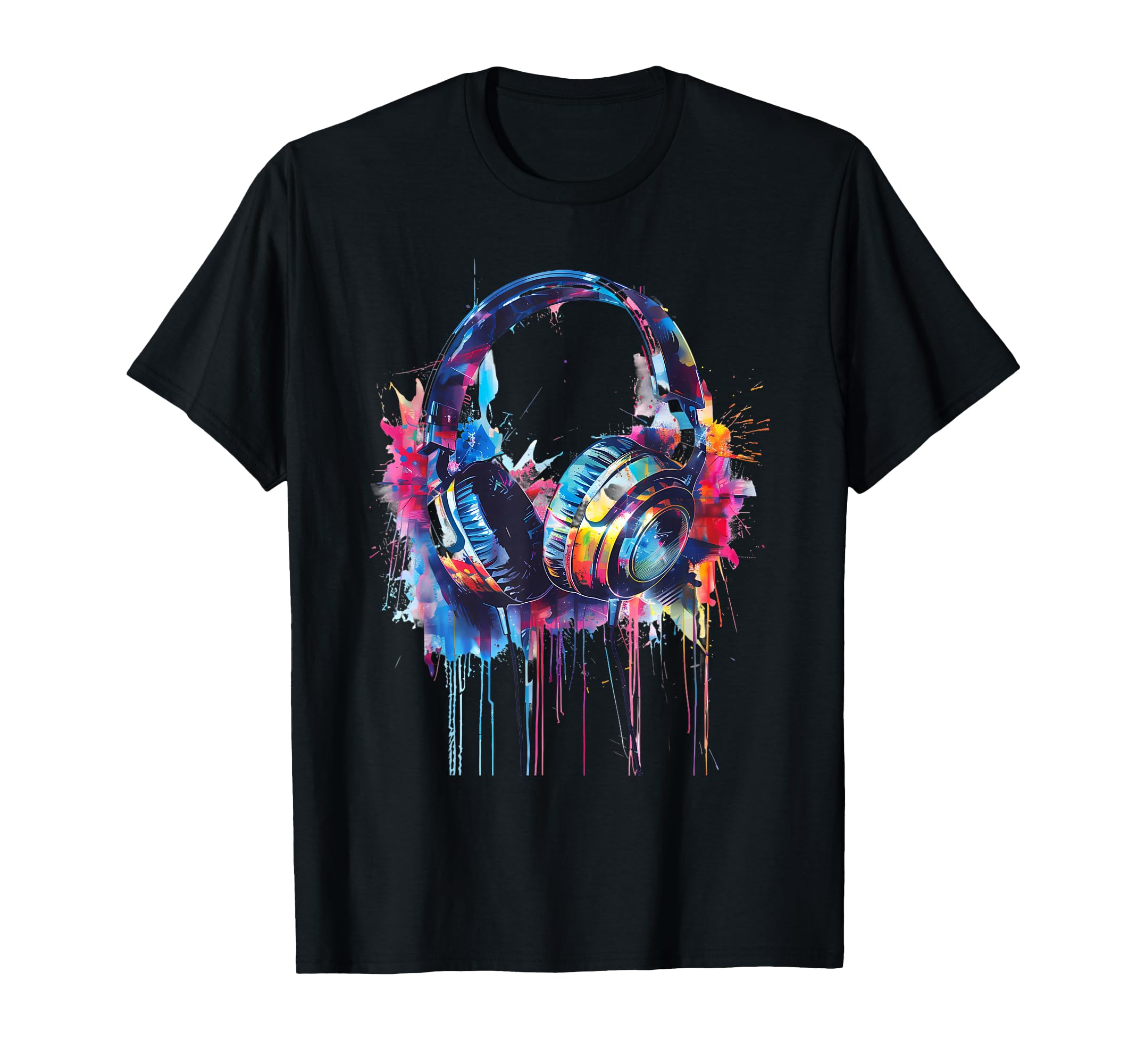 Headphones Music DJ Beatmaker Techno Splash House Music EDM T-Shirt