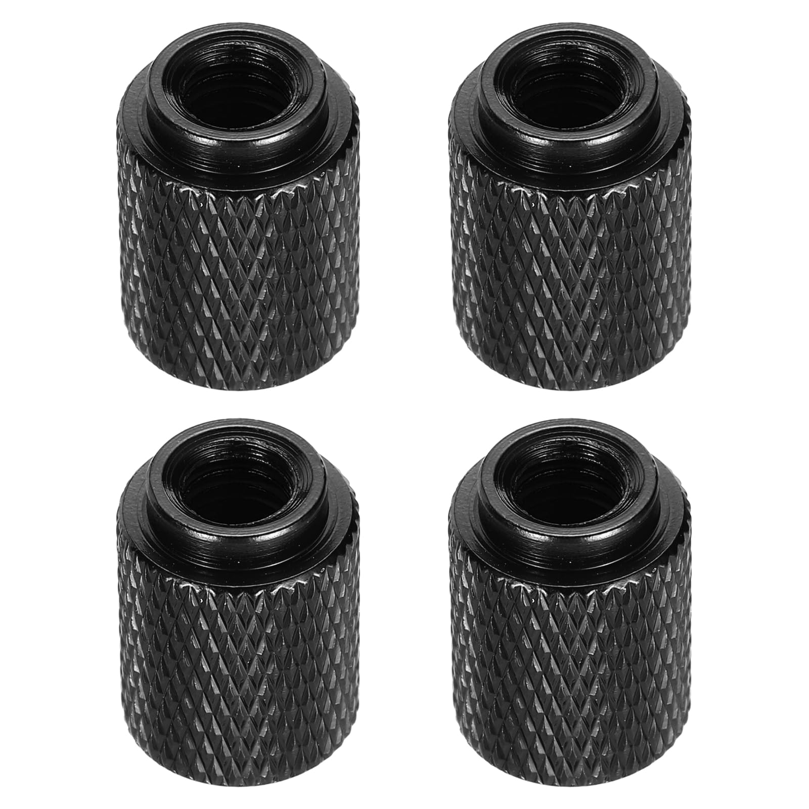 sourcing map 4pcs Knurled Thumb Nut, M6 12mm OD 16mm Height 6061 Anodized Aluminium Alloy Hand Screw Nut, Metal Chassis Screw for Machinery, DIY Assembly, Electronics, Bright Black