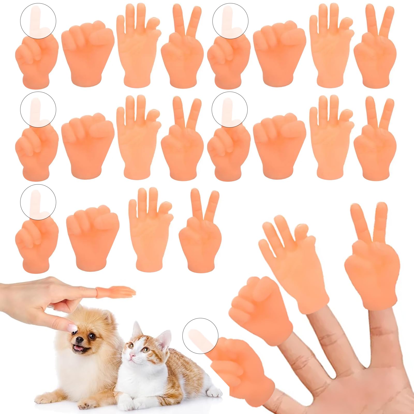 Jicyor 20PCS Tiny Hands, Finger Puppets, Mini Hands baby hands,Little Finger Funny Finger with 4 gestures