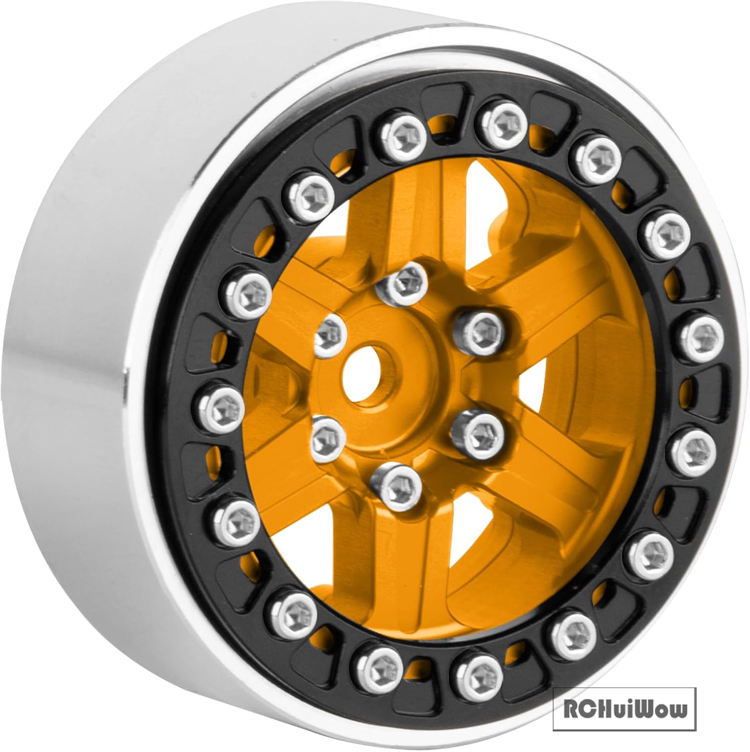 1.3 Beadlock rc Wheels rc Rims for 1/18 TRX4M,Ascent-18,1/24 SCX24,FCX24,1.3" Beadlock Wheels Alloy Aluminium Rims w/Rings,Gold