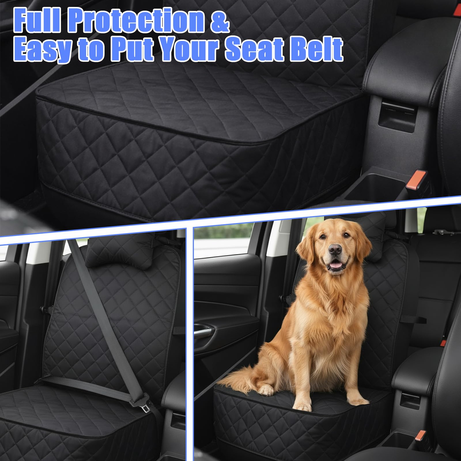 2 Pack Front Dog Car Seat Cover, Waterproof 600D Oxford Pet Car Front Seat Protector with Side Flaps, Nonslip ScratchProof Captain Chair Seats Cover for Cars Trucks SUVs, Standard Size - image 4