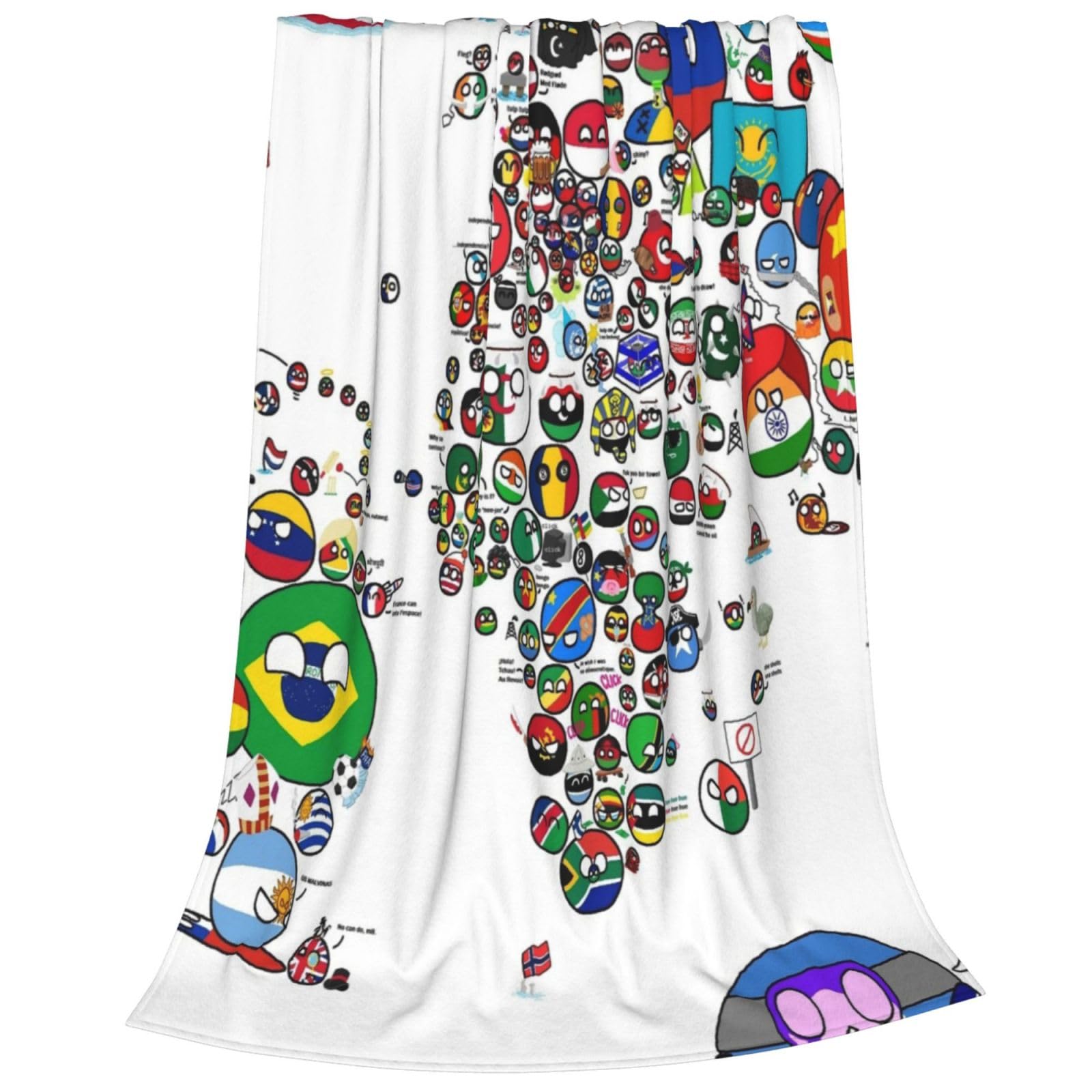 Countryball Polandball World Map Throw Blanket Flannel Fleece Fuzzy Blanket 30"X40" Soft Cozy Lightweight Blanket for Home Decor Bed Sofa Office Bedroom Living Room Travel