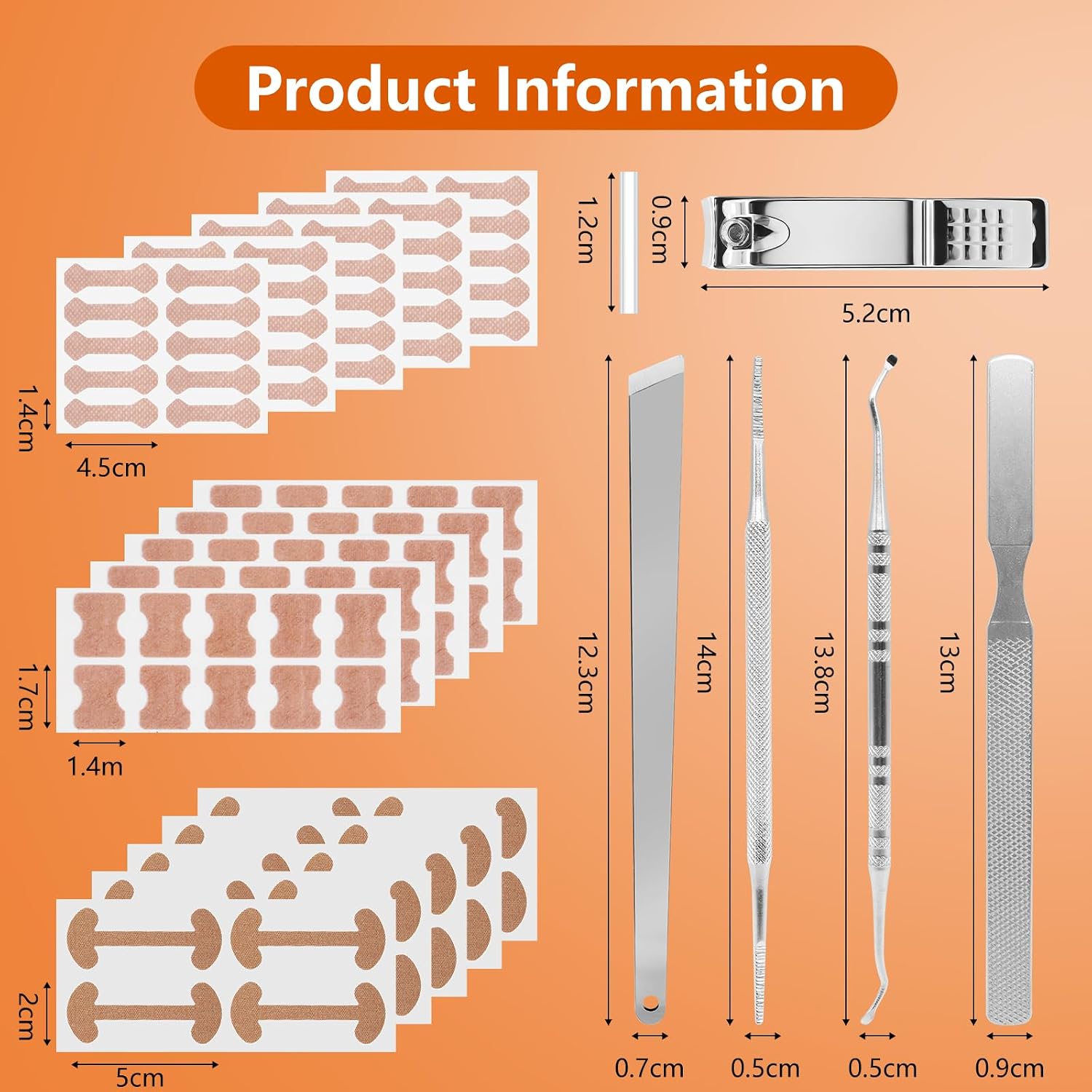 Ingrown Toenail Corrector Set with Correction Strips, Professional ingrown toenails pedicure tool set for men and women
