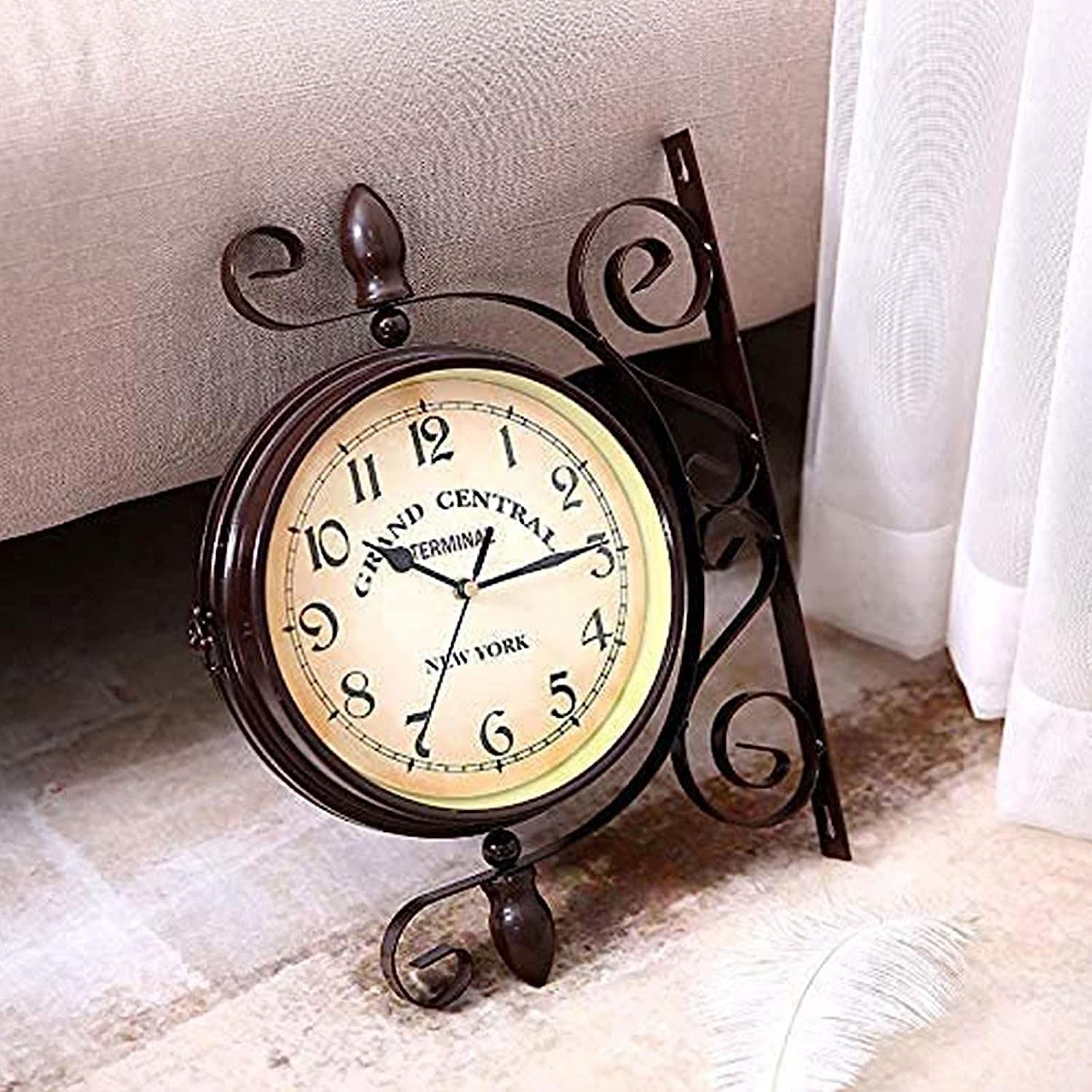 Orologio da parete da giardino, impermeabile, 40 cm, rotazione classica, double face, orologio rotondo vintage per patio, giardino, piscina o da appendere all'aperto