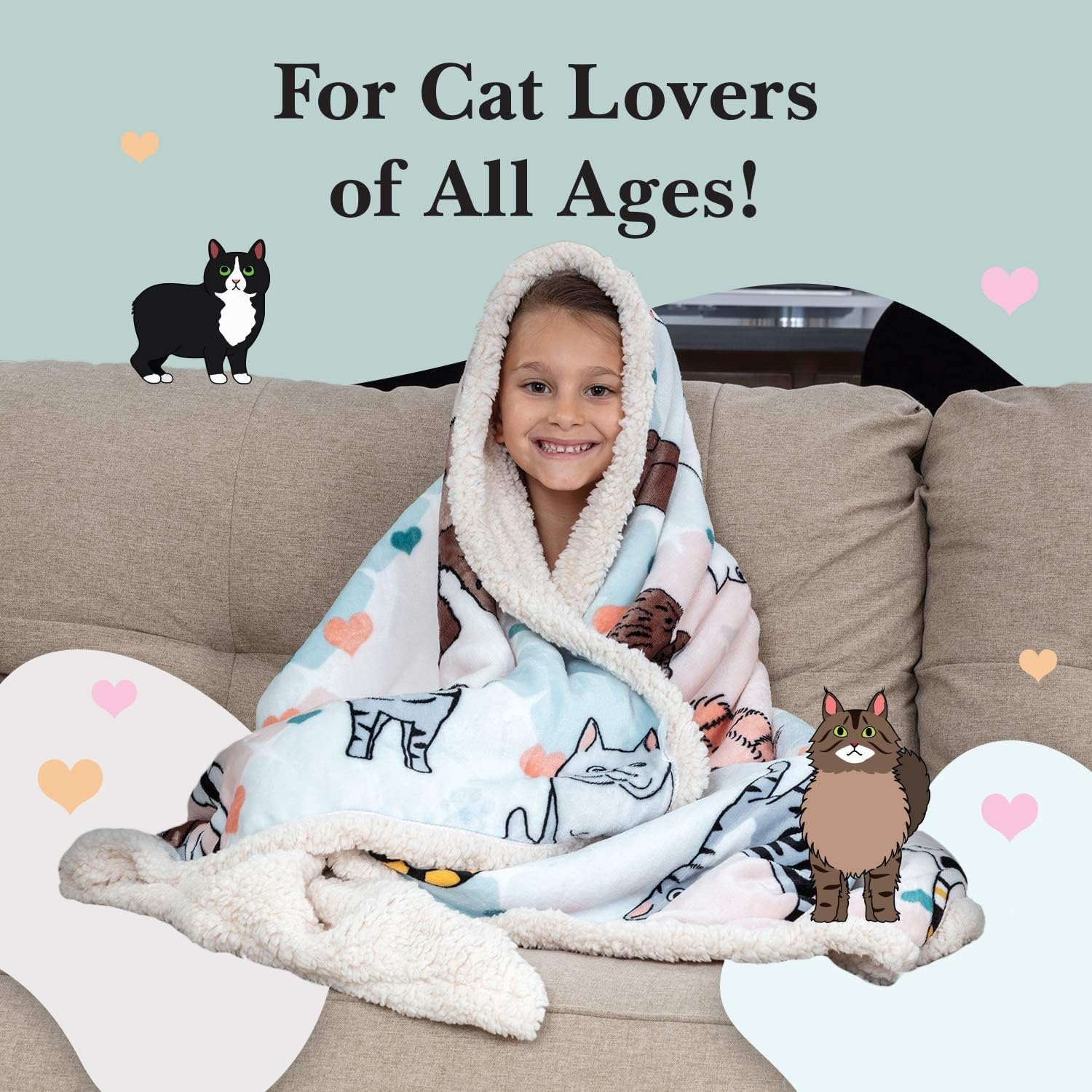 Cat Blanket - 28 Cute Feline Companions on a Sumptuously Soft 50x60 Inch Throw Blanket - The Most Beloved Cat Lover Gift - Image 3